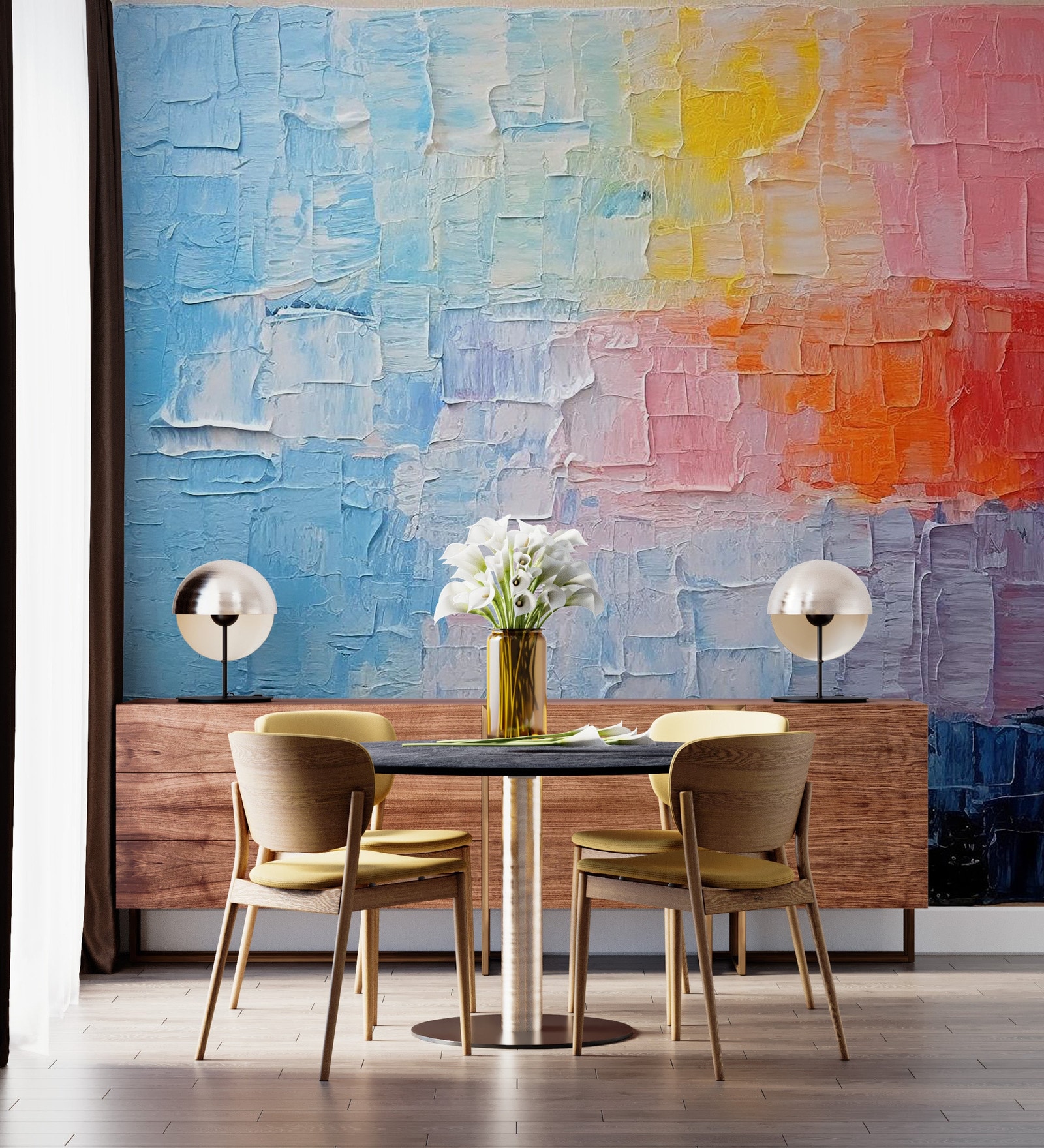 Rose Blue Abstract Vinyl Abstract Self Adhesive Wallpaper (3 ft X 3 ft)