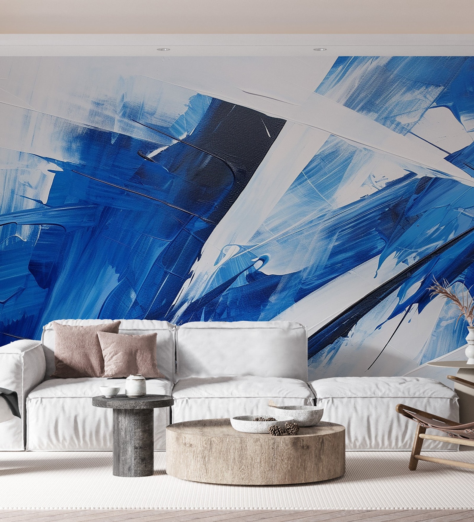 Arctic Blue Angles Vinyl Abstract Self Adhesive Wallpaper (3 ft X 3 ft)