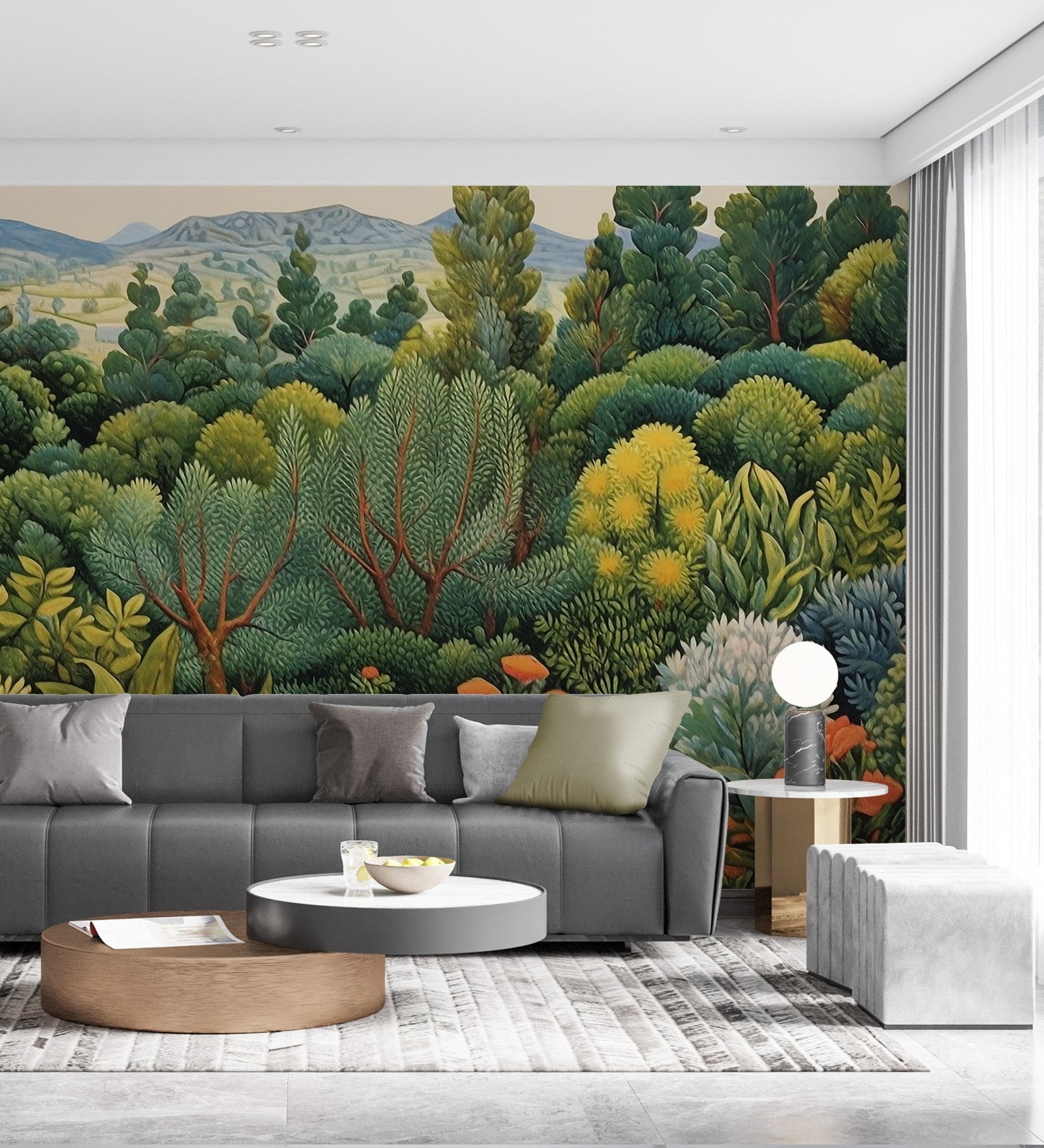 Lush Garden Greenery Vinyl Botanical Self Adhesive Wallpaper (3 ft X 3 ft)