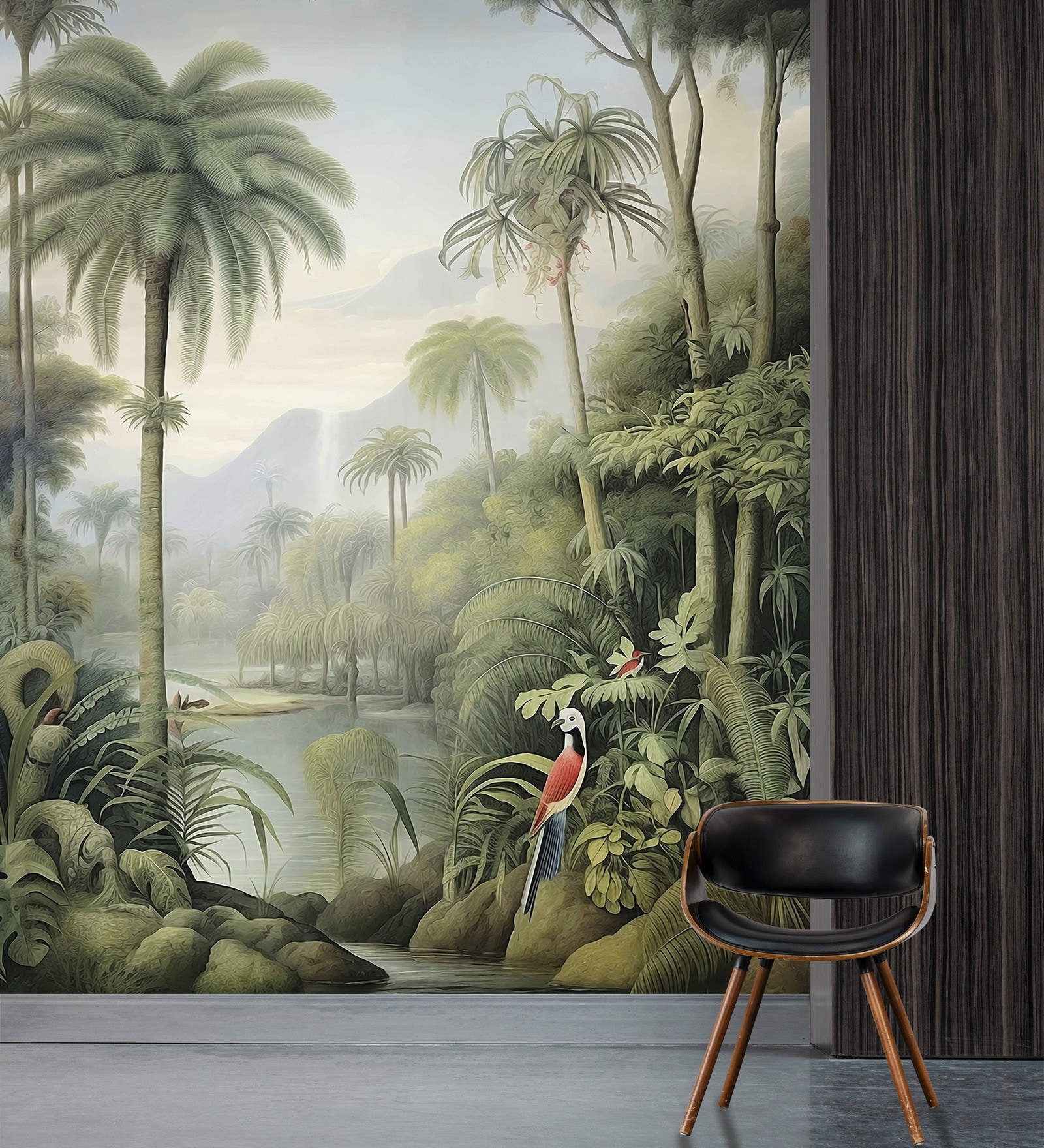 Riverside Forest Path Vinyl Botanical Self Adhesive Wallpaper (3 ft X 3 ft)