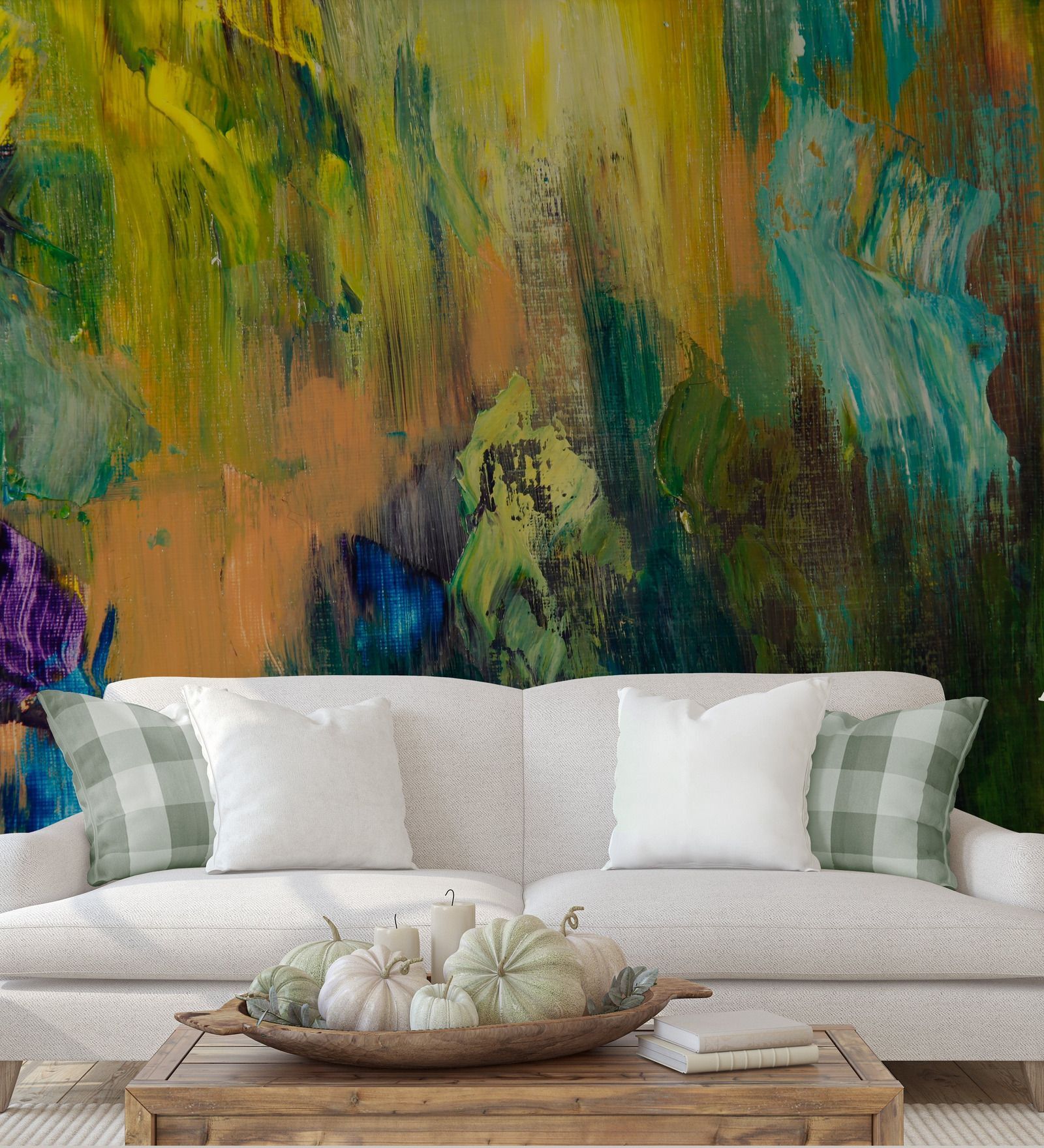 Citrus Splash Abstract Vinyl Decorative Self Adhesive Wallpaper (3 ft X 3 ft)