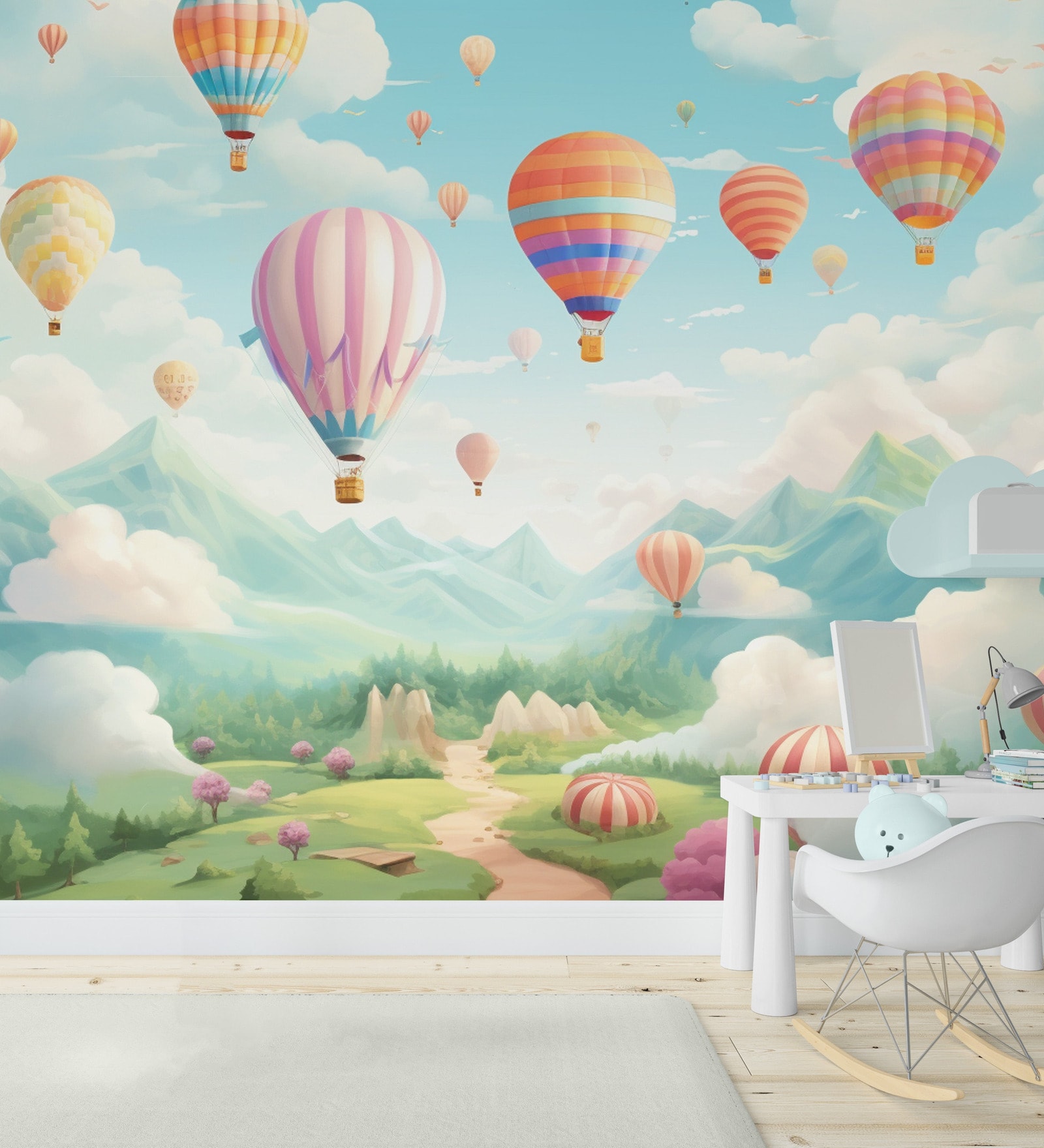 Vibrant Balloon Voyage Vinyl Decorative Self Adhesive Wallpaper (3 ft X 3 ft)