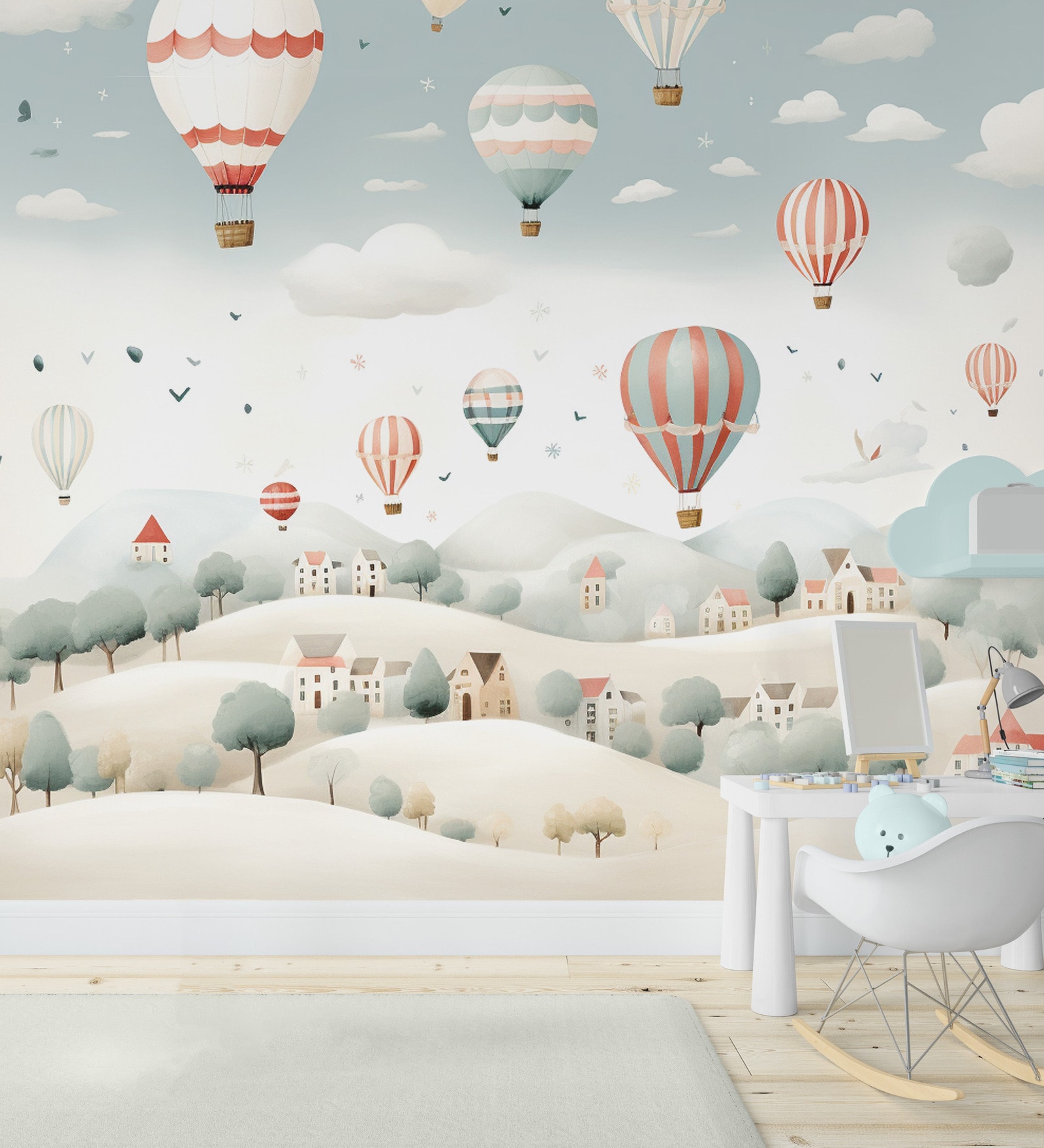 Whimsical Balloon Sky Vinyl Decorative Self Adhesive Wallpaper (3 ft X 3 ft)