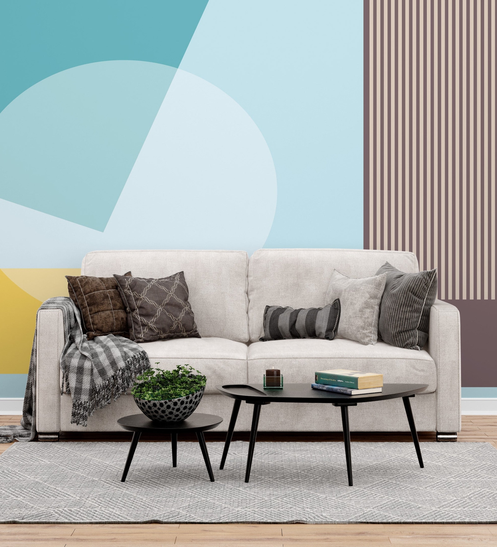 Dune Circle Geometry Vinyl Geometric Self Adhesive Wallpaper (3 ft X 3 ft)