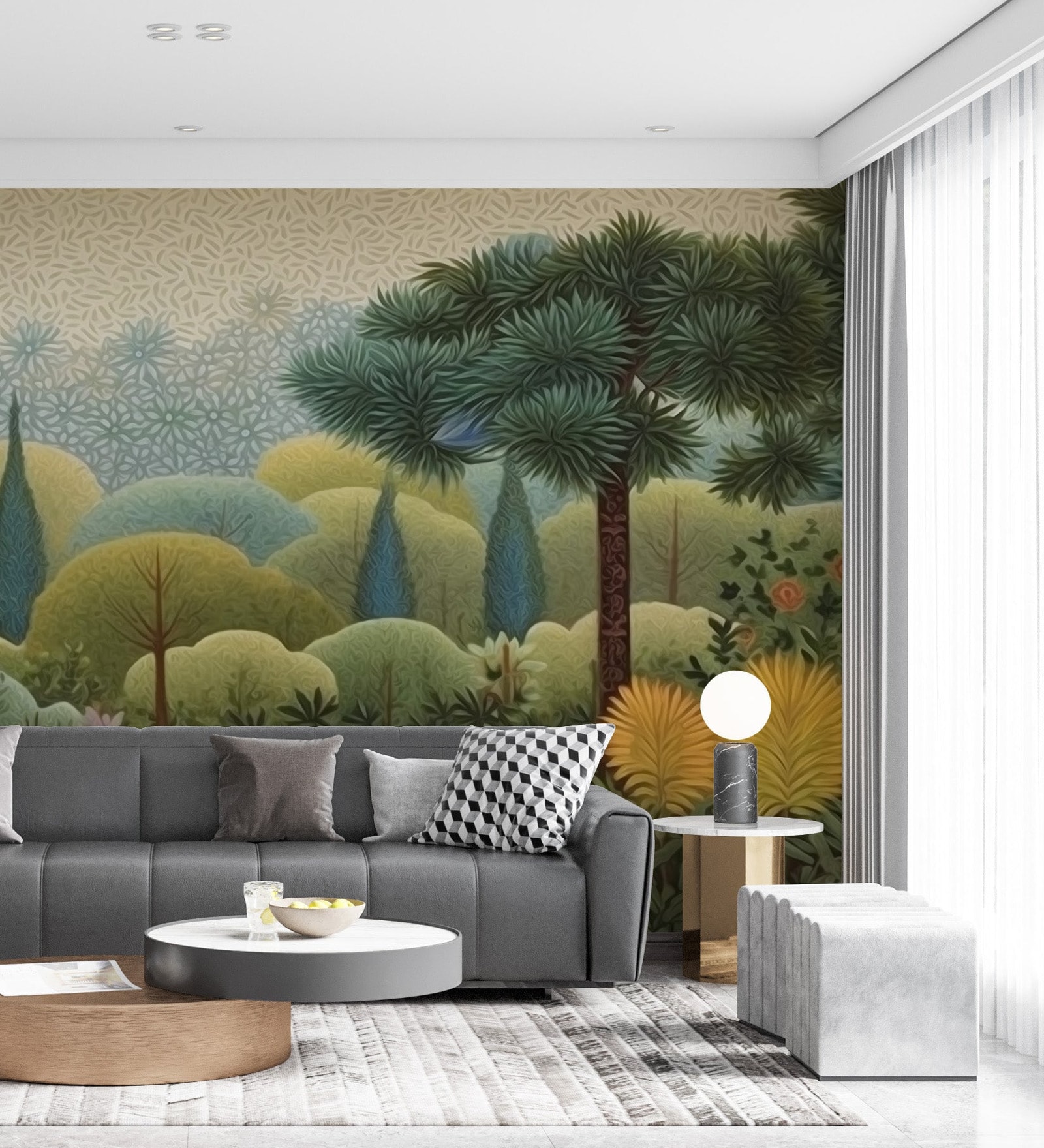 Alpine Pine Grove Vinyl Landscape Self Adhesive Wallpaper (3 ft X 3 ft)