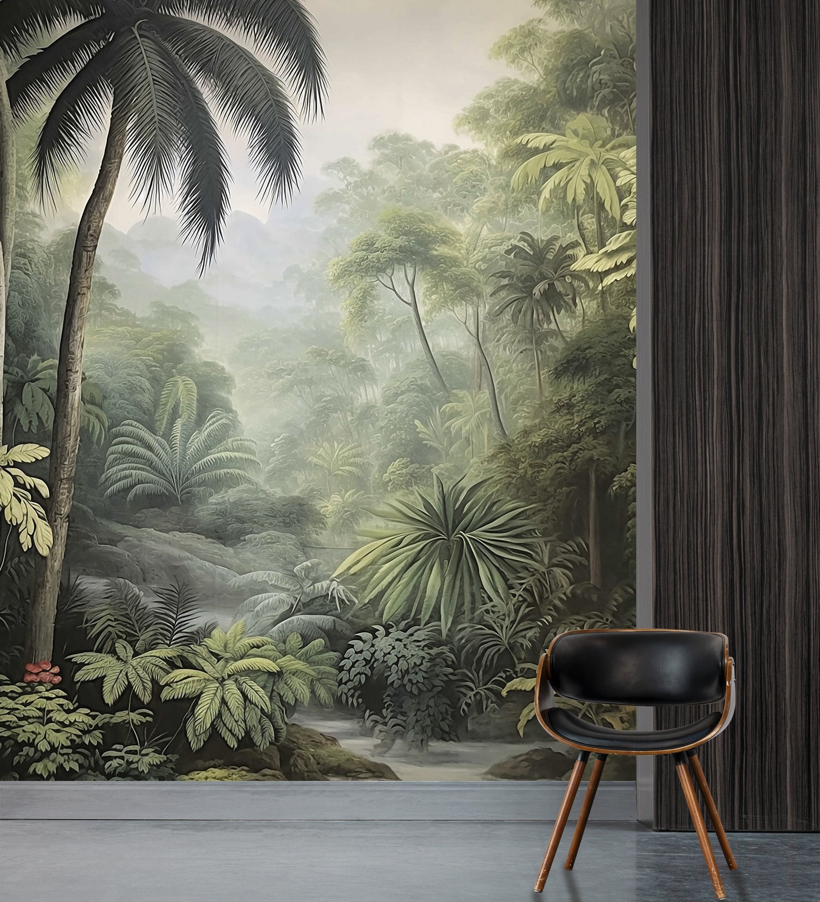 Midnight Jungle Mural Vinyl Landscape Self Adhesive Wallpaper (3 ft X 3 ft)