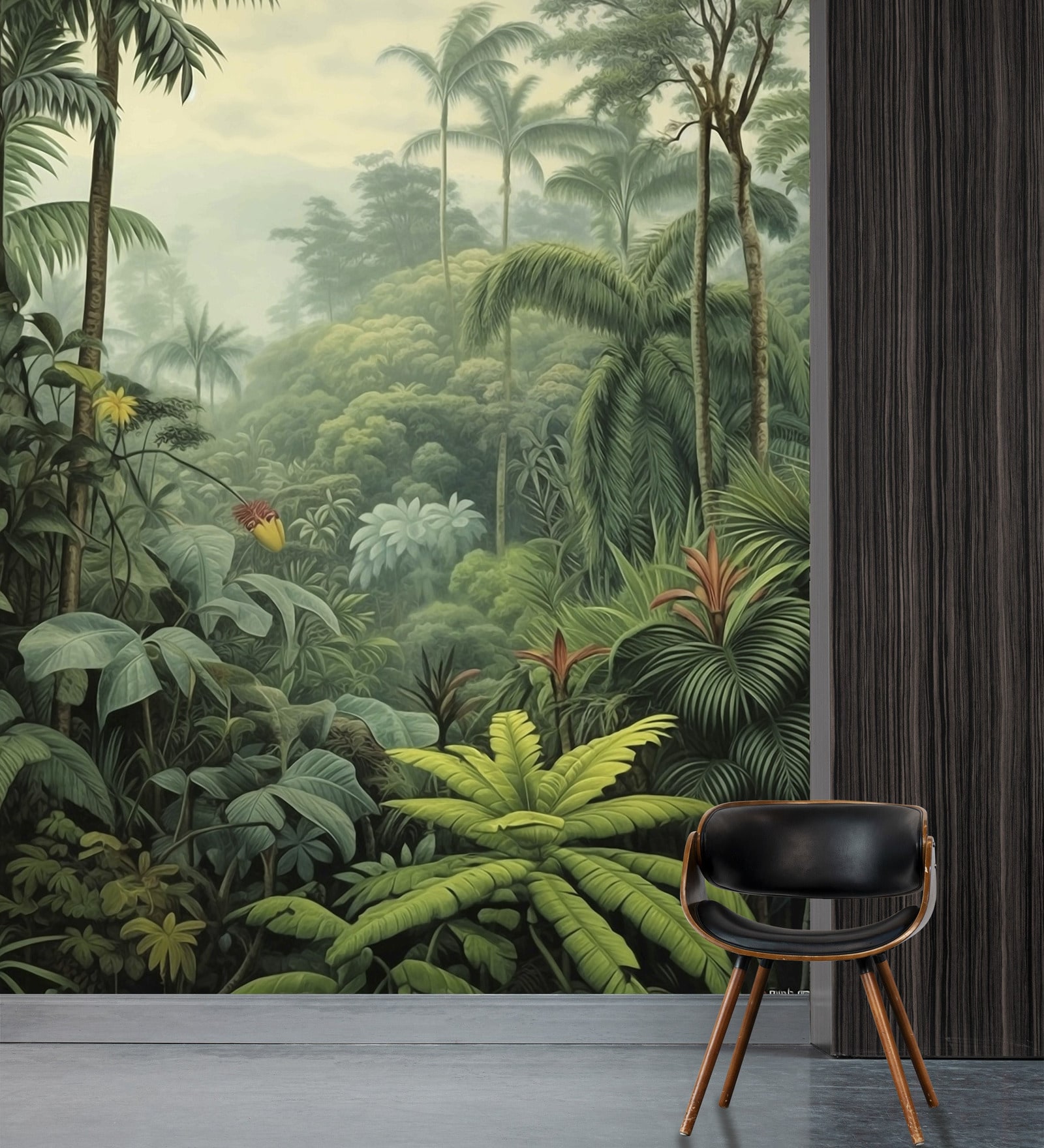 Dense Jungle Greenery Vinyl Landscape Self Adhesive Wallpaper (3 ft X 3 ft)