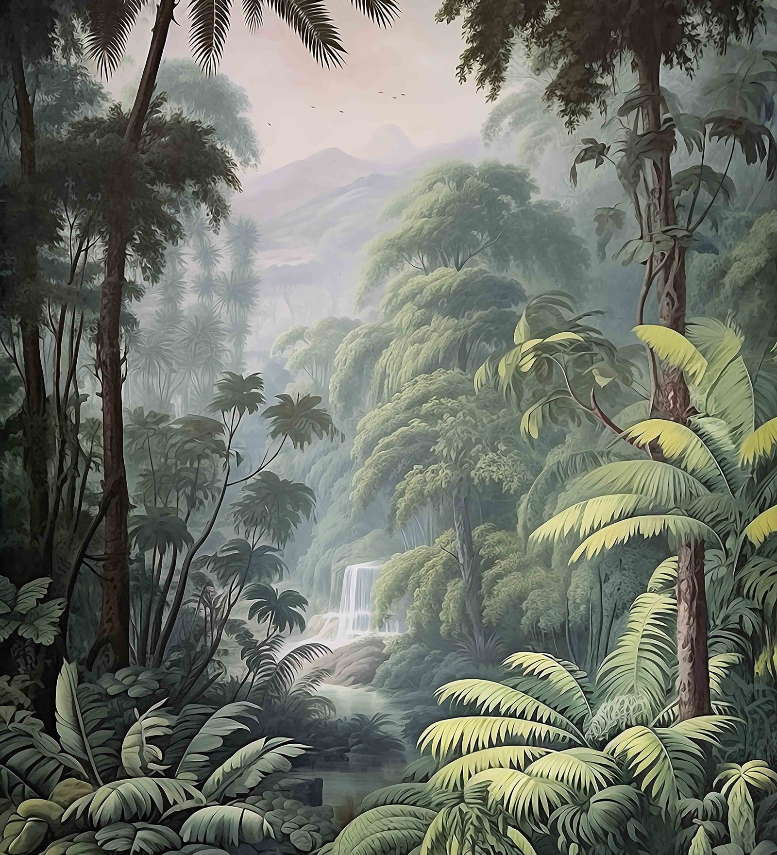 Tropical Palm Retreat Vinyl Landscape Self Adhesive Wallpaper (3 ft X 3 ft)