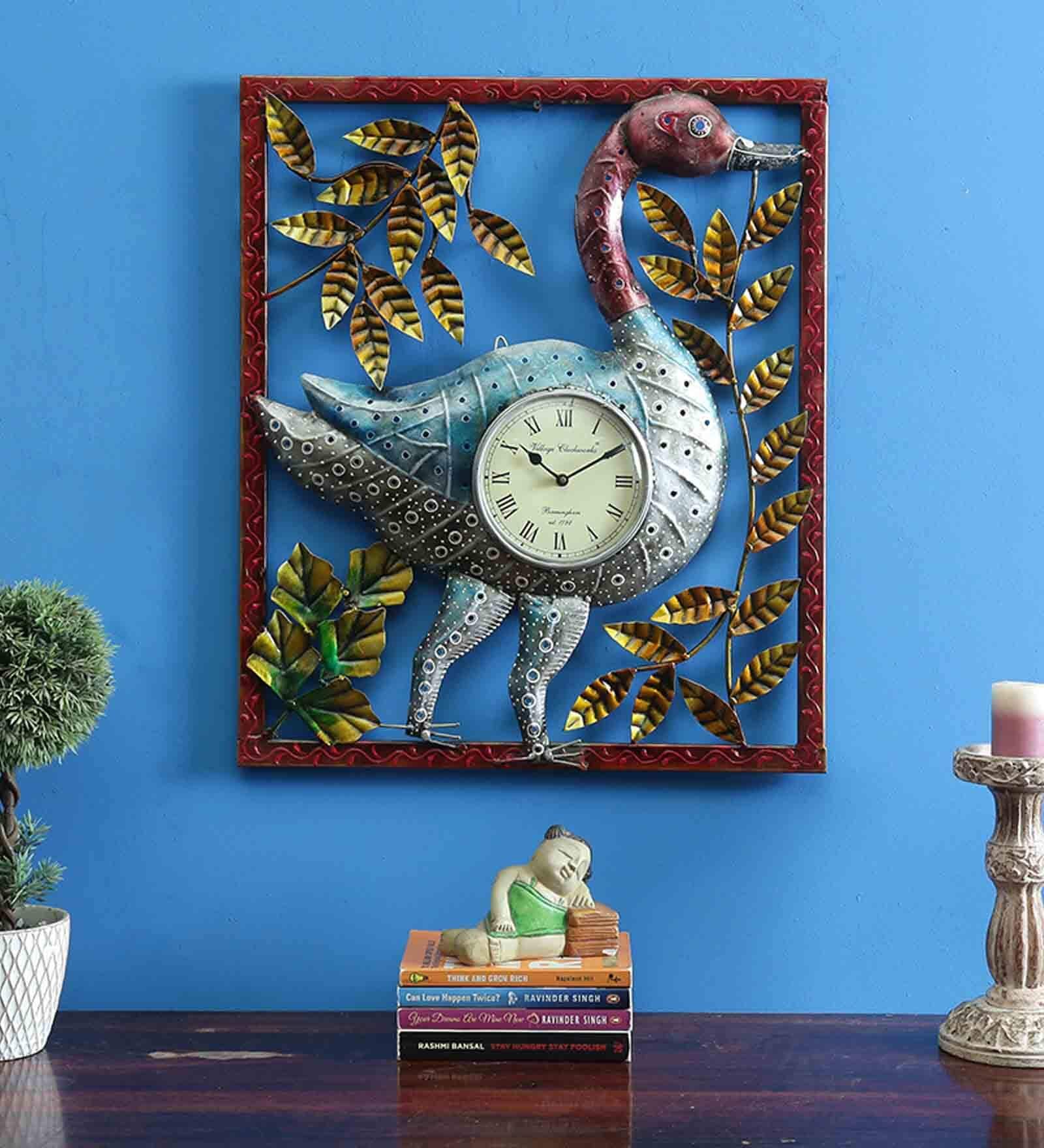 Metal Peacock Wall Clock