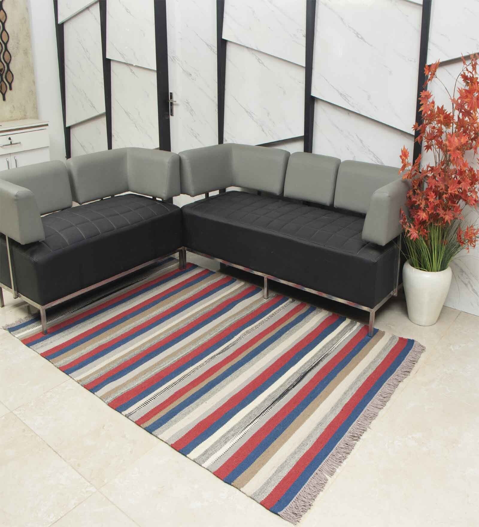 Multicolor Wool Abstract    Dhurries (1 Pc)