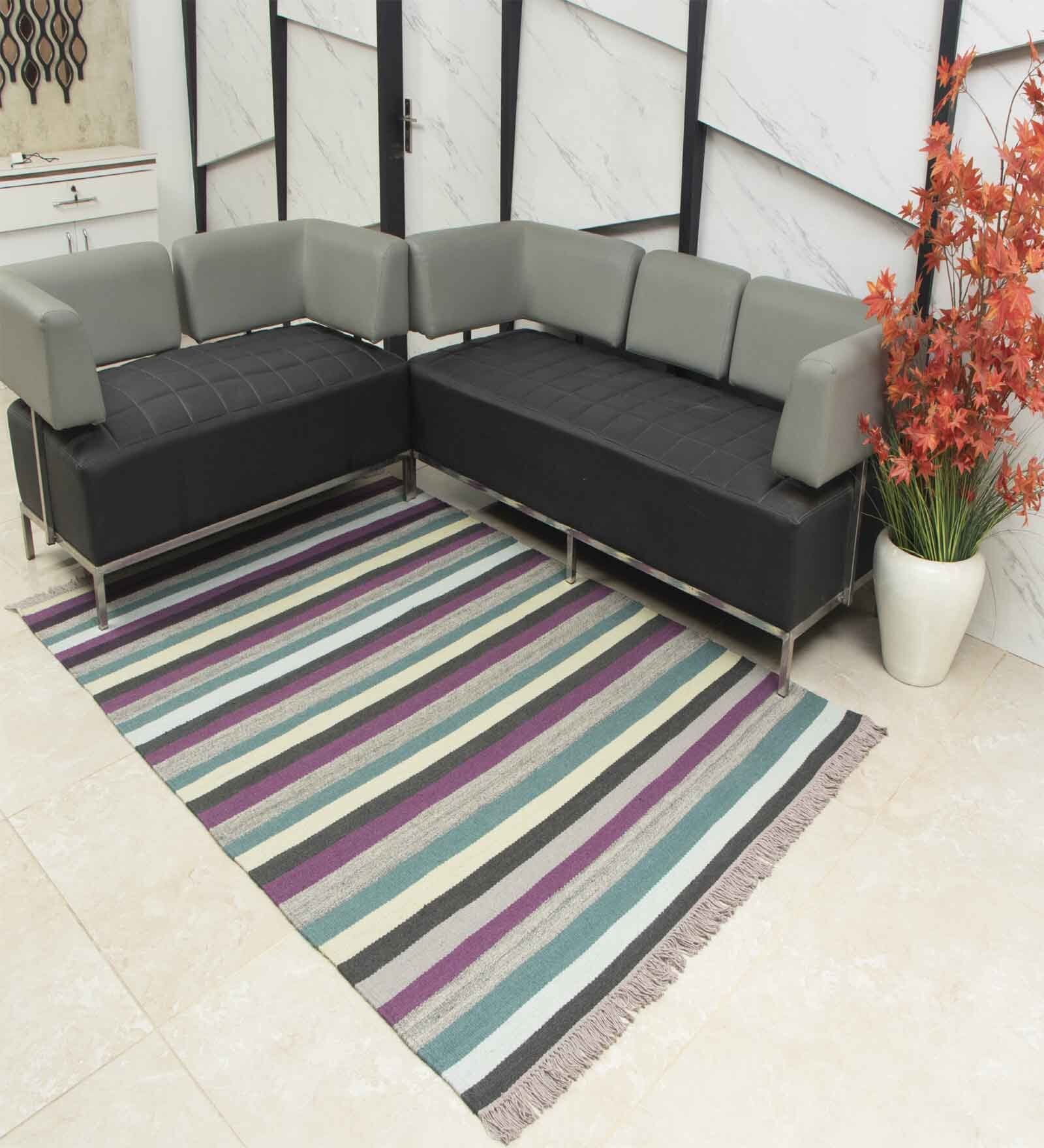 Multicolor Wool Abstract    Dhurries (1 Pc)