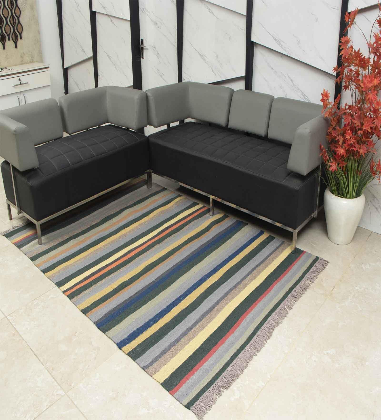 Multicolor Wool Abstract    Dhurries (1 Pc)
