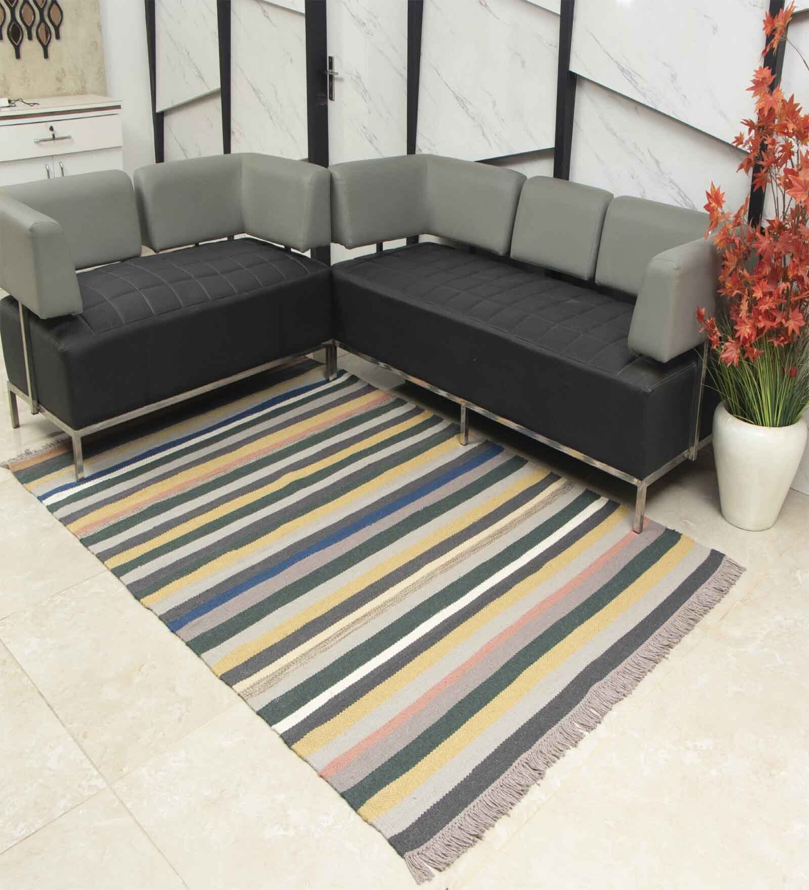 Multicolor Wool Abstract    Dhurries (1 Pc)