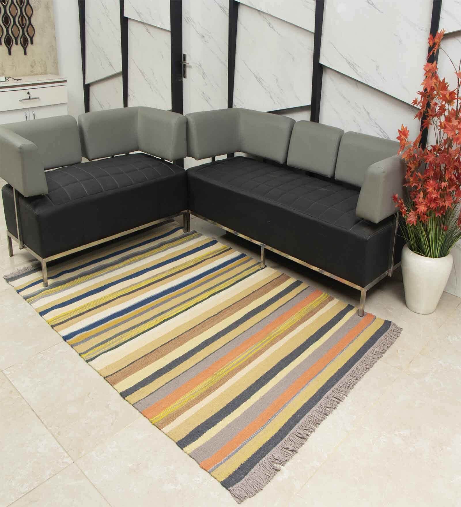 Multicolor Wool Abstract    Dhurries (1 Pc)