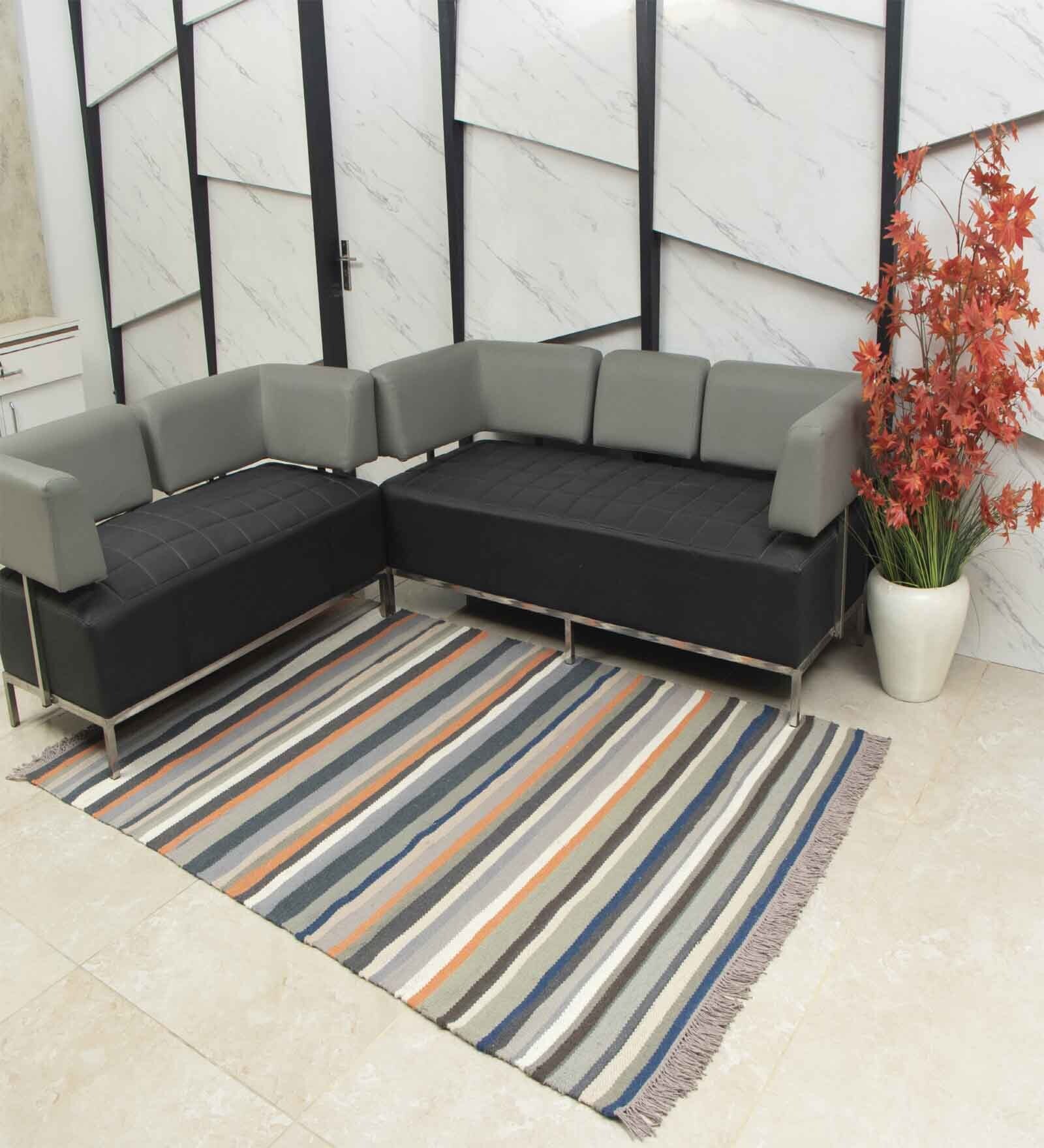 Multicolor Wool Abstract    Dhurries (1 Pc)