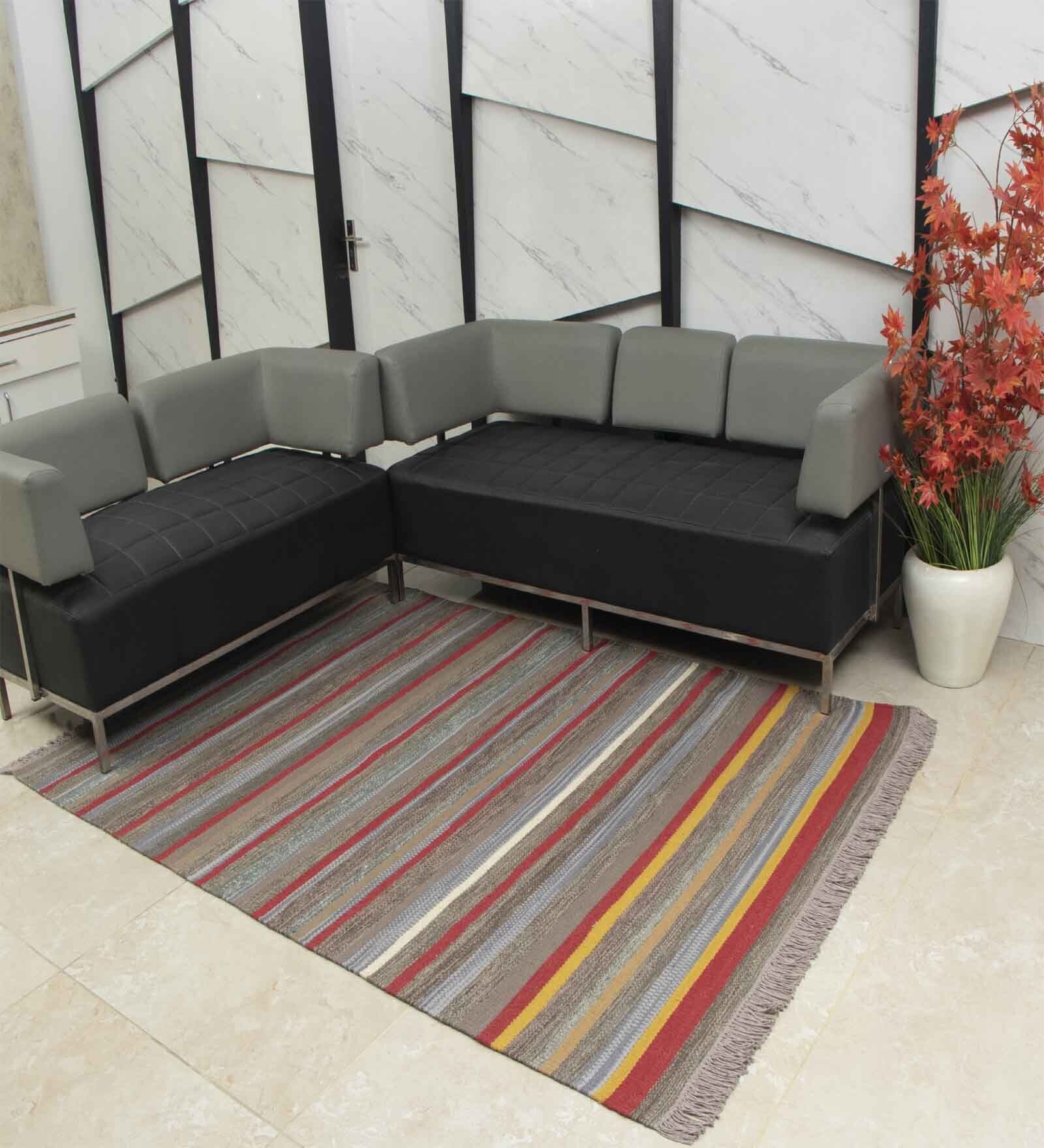 Multicolor Wool Abstract    Dhurries (1 Pc)