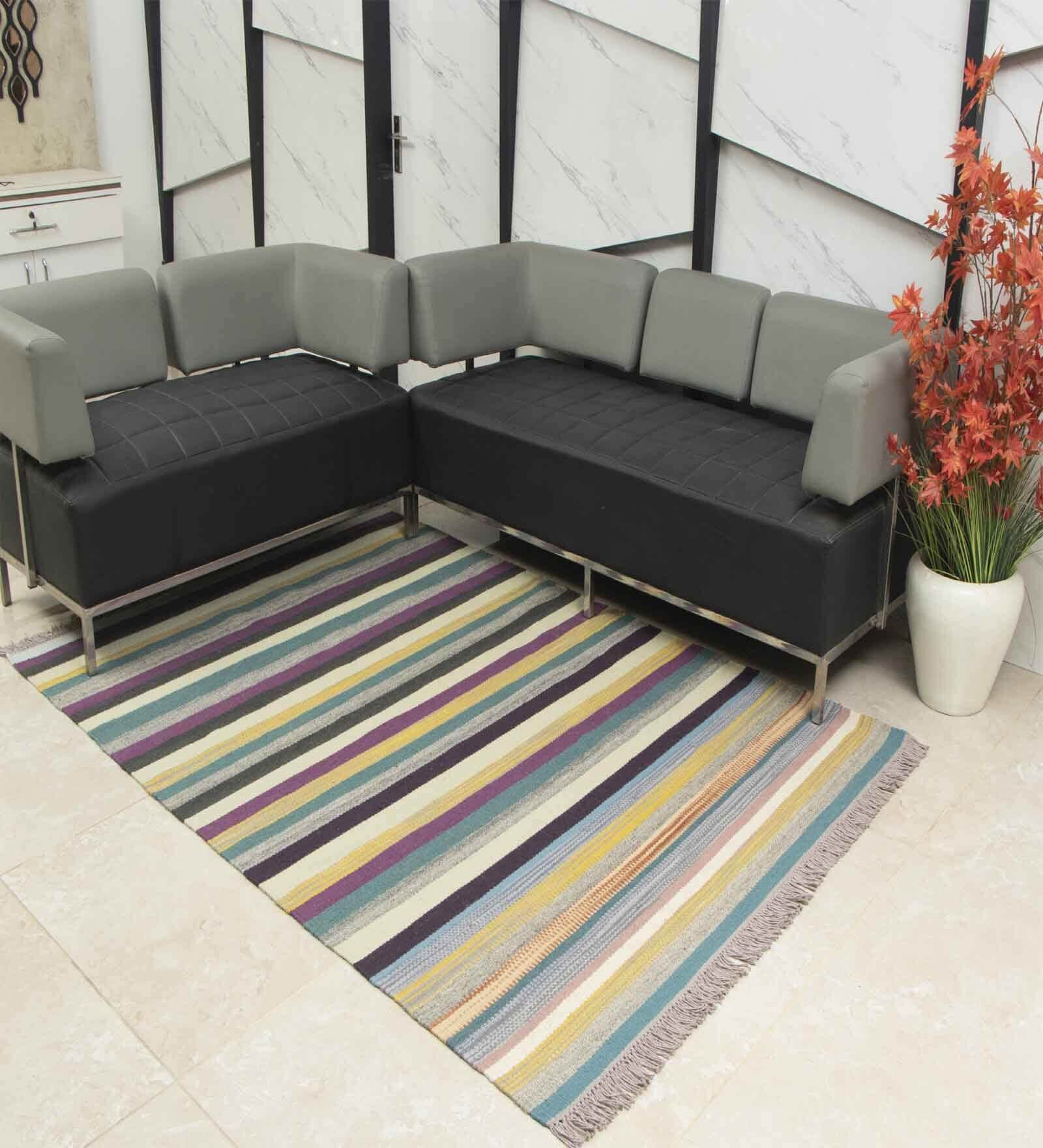 Multicolor Wool Abstract    Dhurries (1 Pc)
