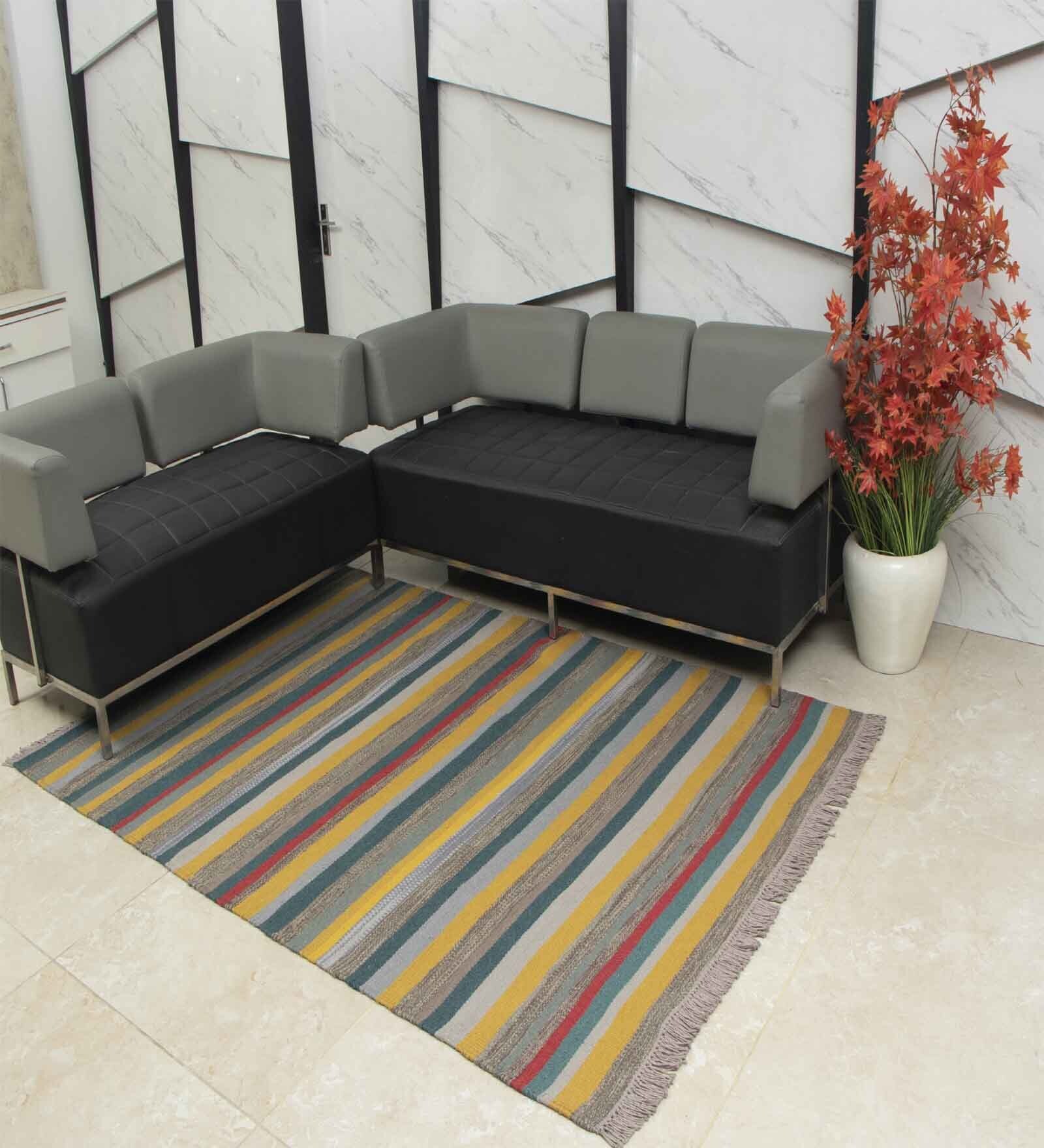 Multicolor Wool Abstract    Dhurries (1 Pc)