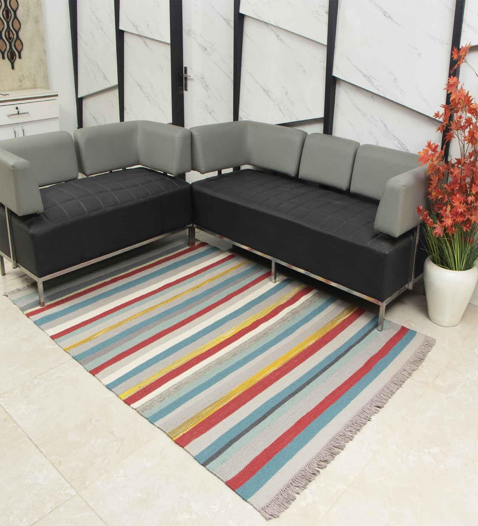 Multicolor Wool Abstract    Dhurries (1 Pc)