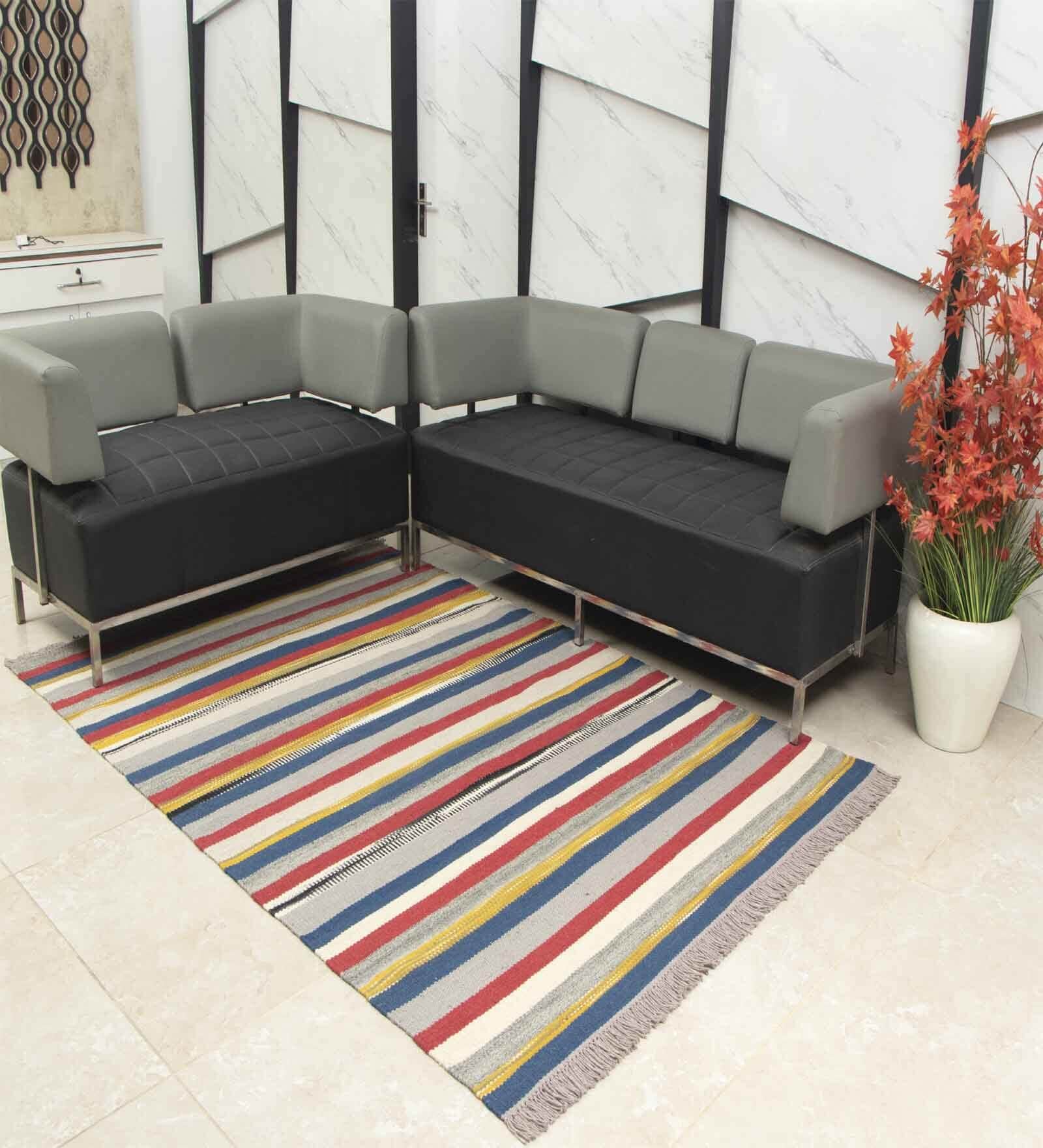 Multicolor Wool Abstract    Dhurries (1 Pc)
