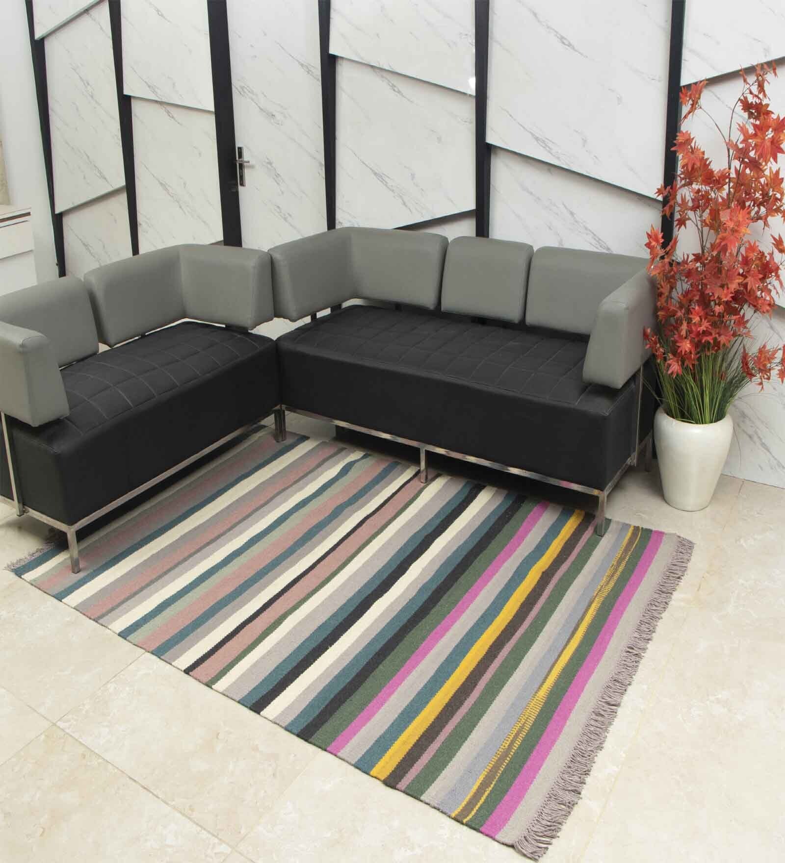 Multicolor Wool Abstract    Dhurries (1 Pc)