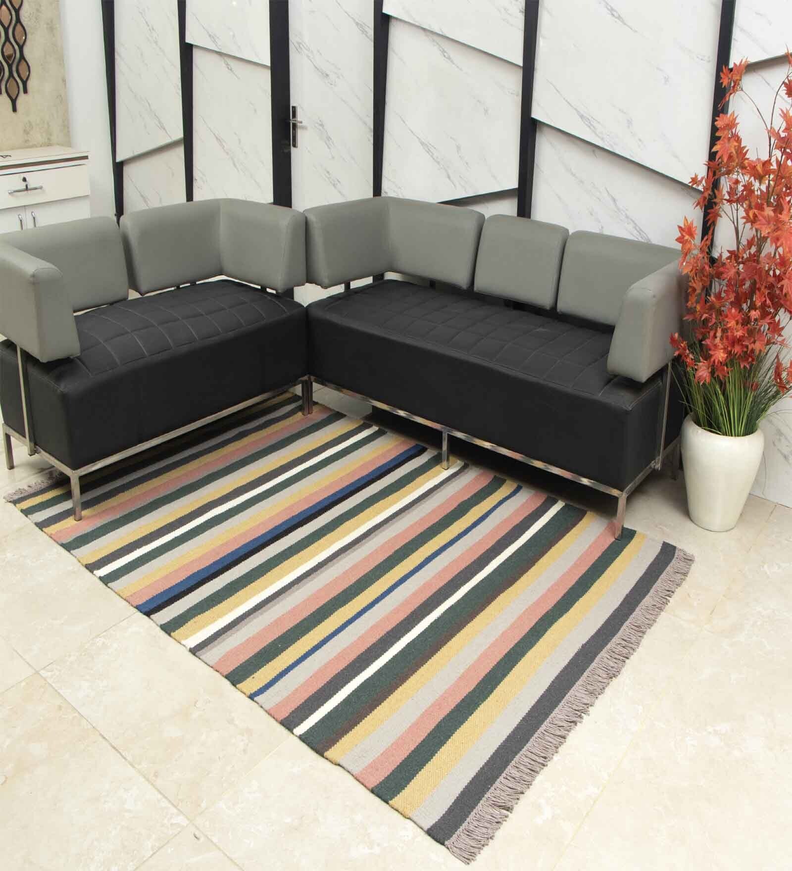 Multicolor Wool Abstract    Dhurries (1 Pc)