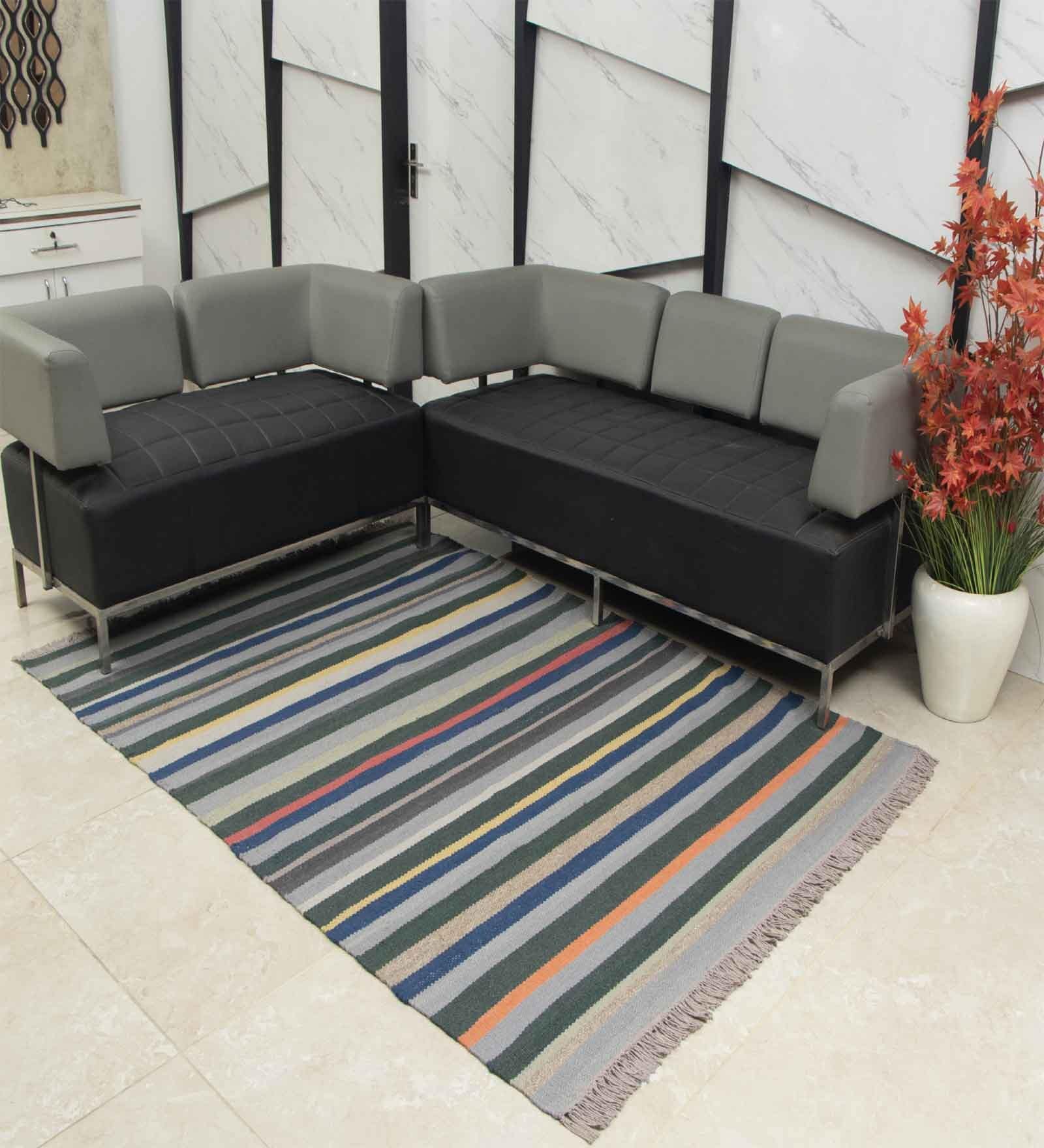 Multicolor Wool Abstract    Dhurries (1 Pc)