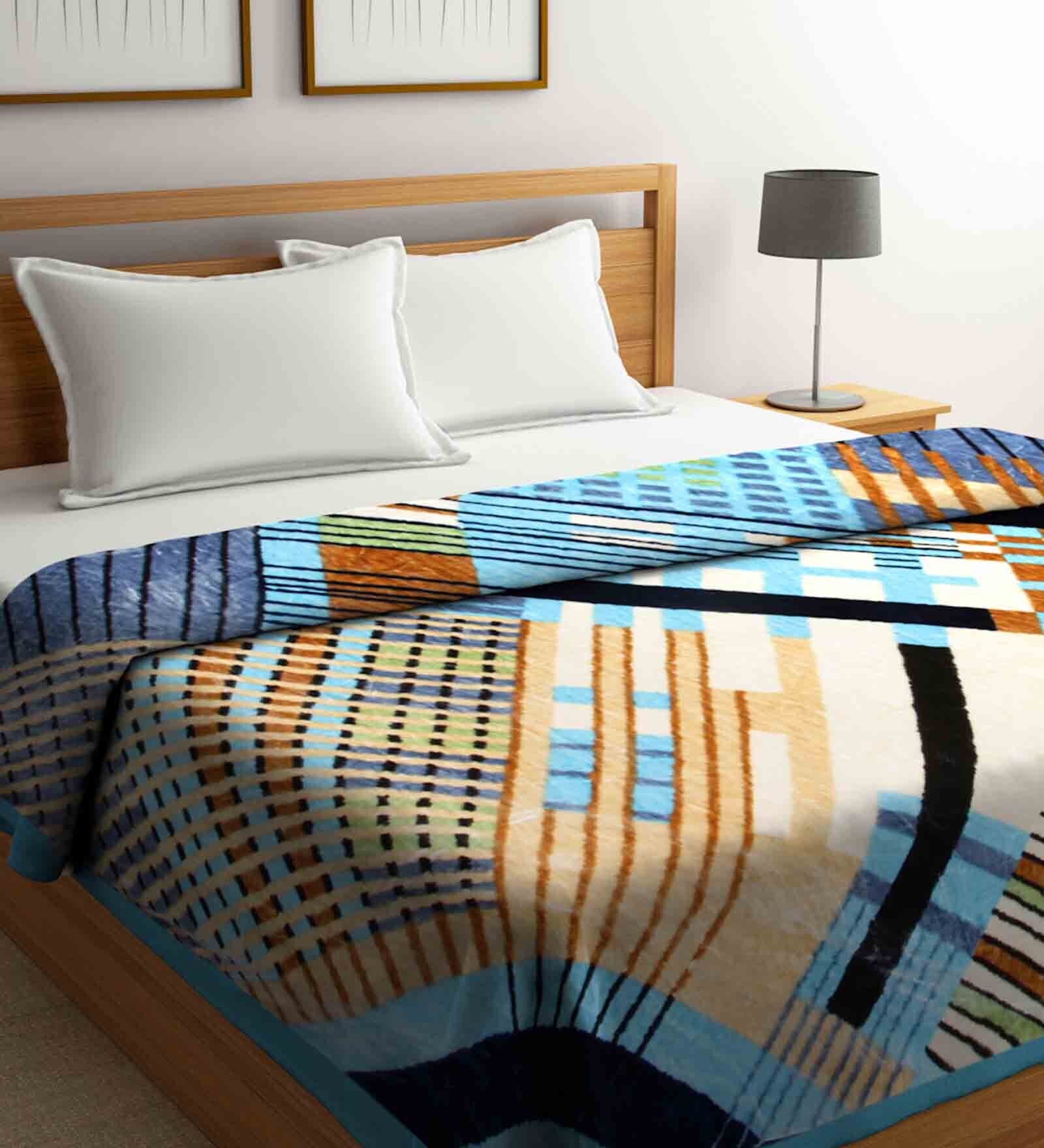 Buy Multicolor Wool Abstract 1000 GSM Heavy Winter Double Bed Blanket by Klotthe at 73 OFF by