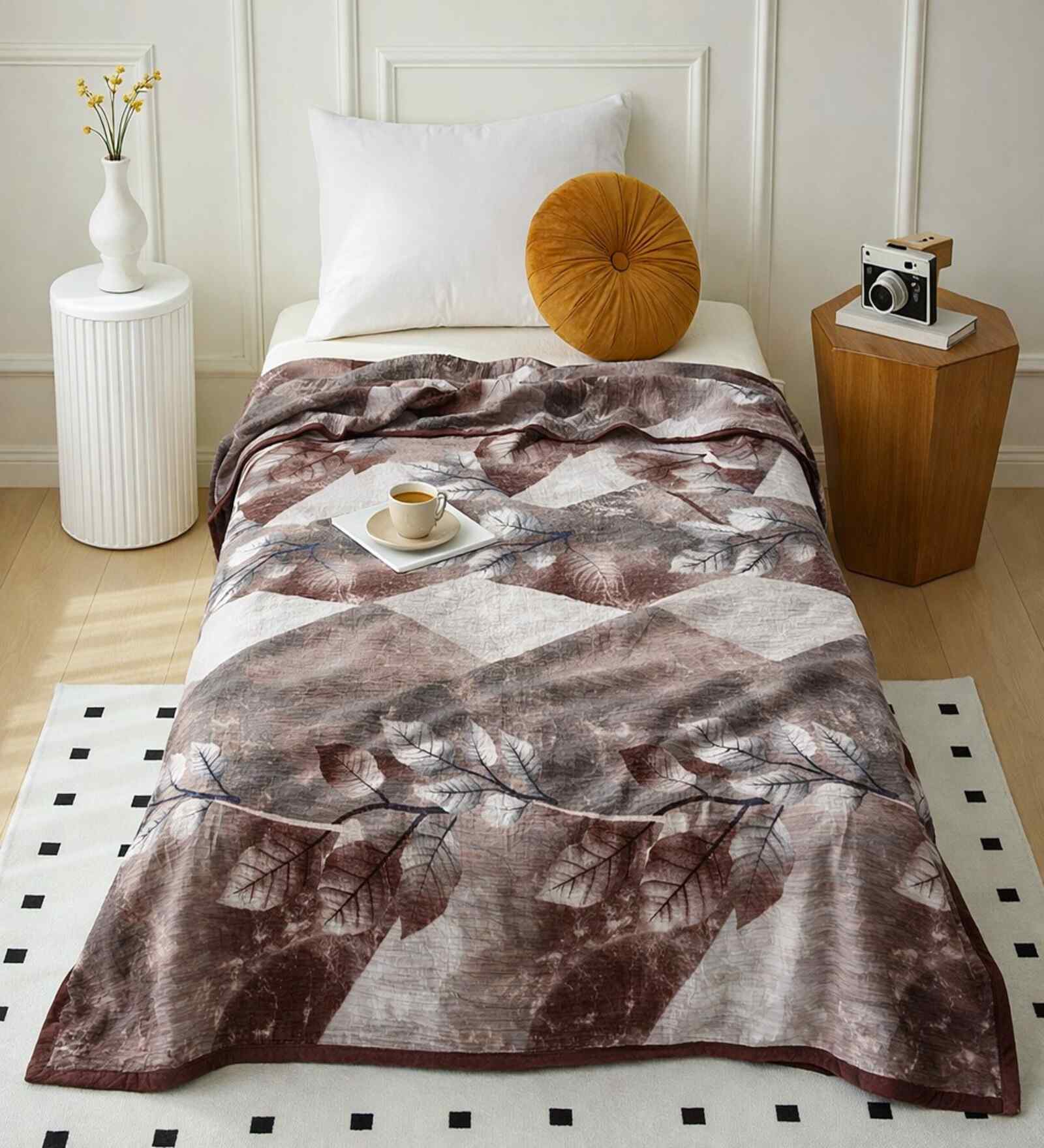Multicolor Wool Abstract 350 Gsm Soft Single Bed Blanket