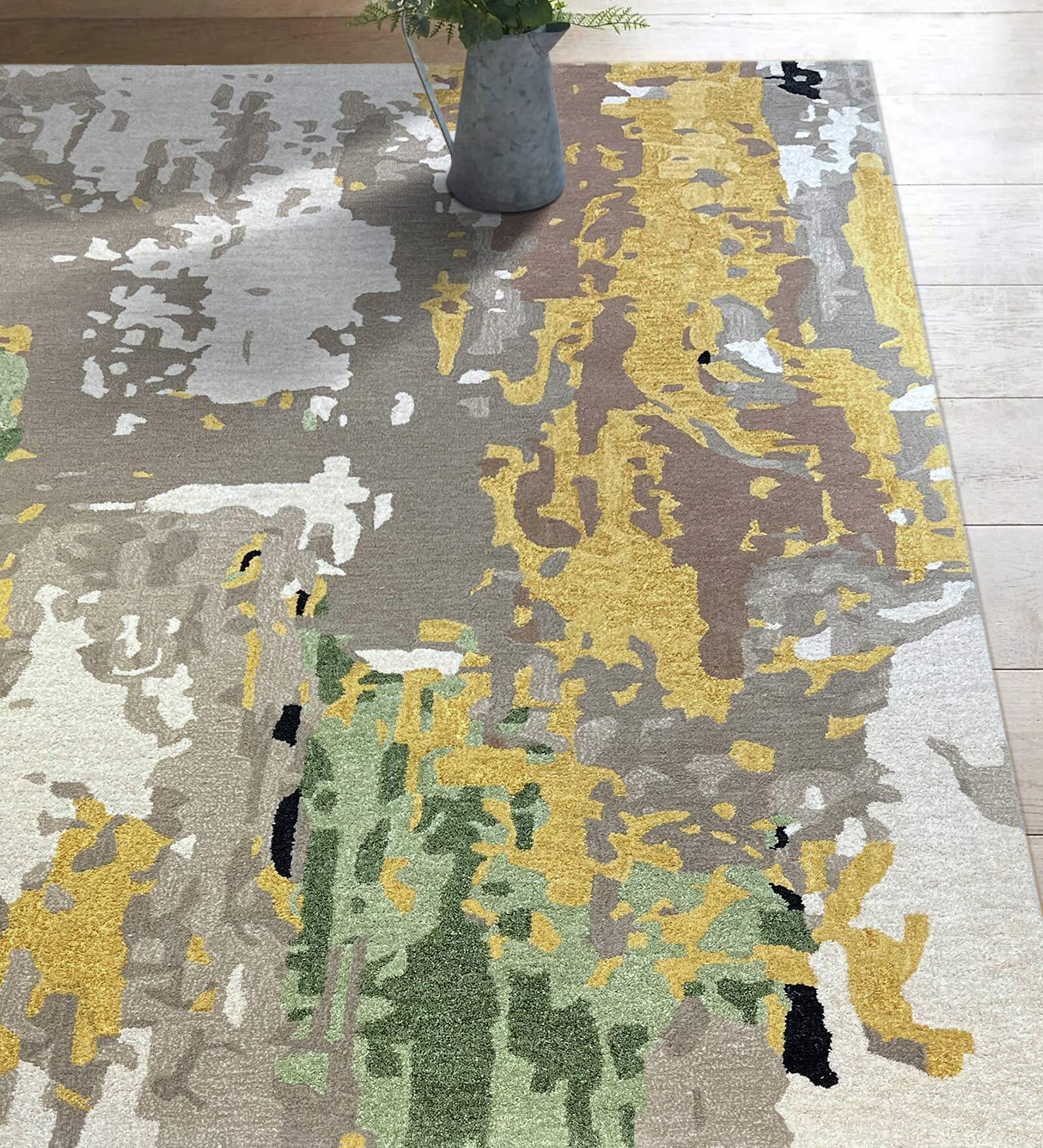 Multicolor Abstract Wool 5 ft x 7 ft Hand Tufted Carpet