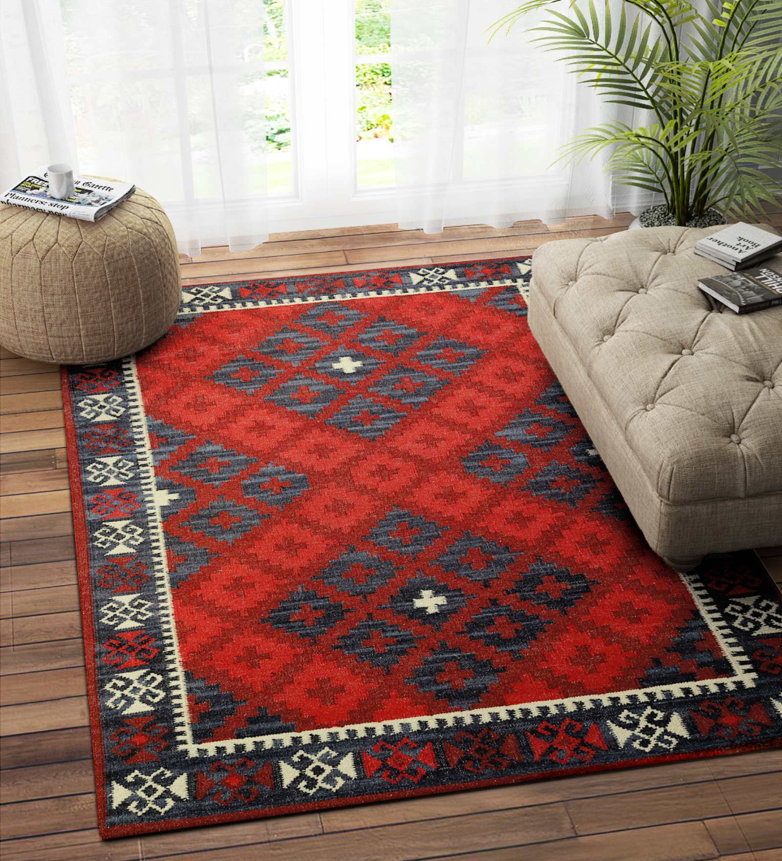 Multicolor Wool Abstract 72 x 48 Inches Hand Woven Dhurrie