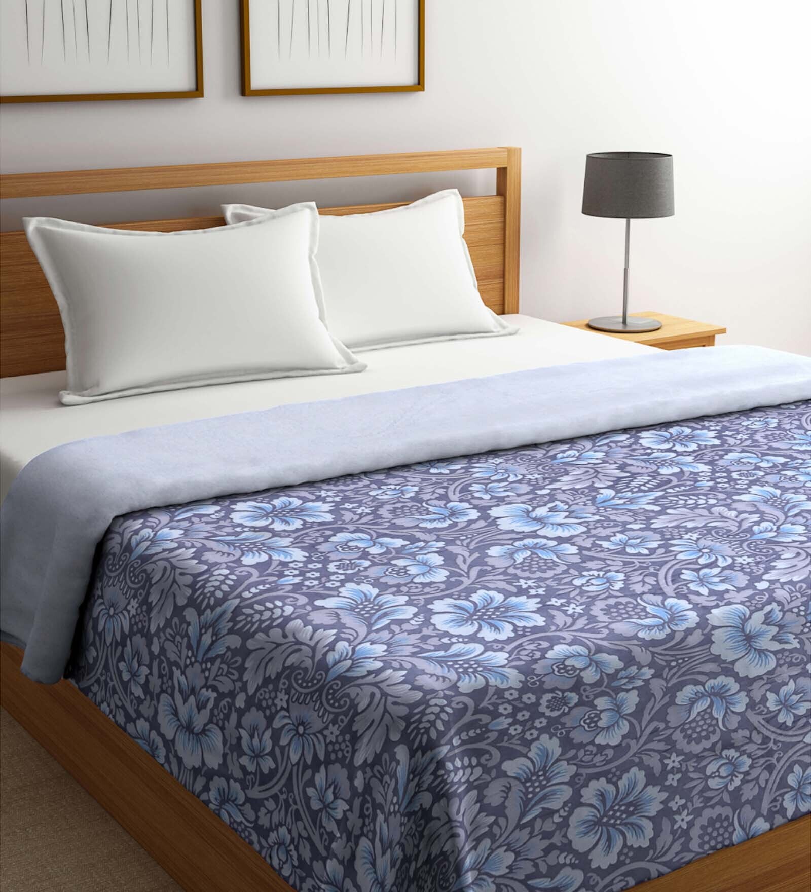Buy Blue Wool Floral 300 GSM Double Bed Comforter by Klotthe at 70 OFF by Klotthe Pepperfry