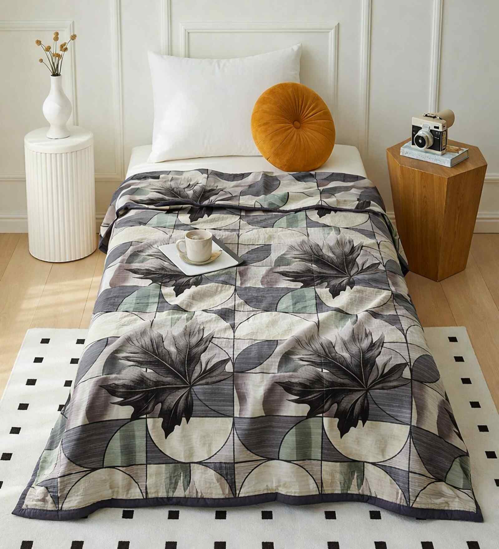 Multicolor Wool Floral 350 Gsm Soft Single Bed Blanket