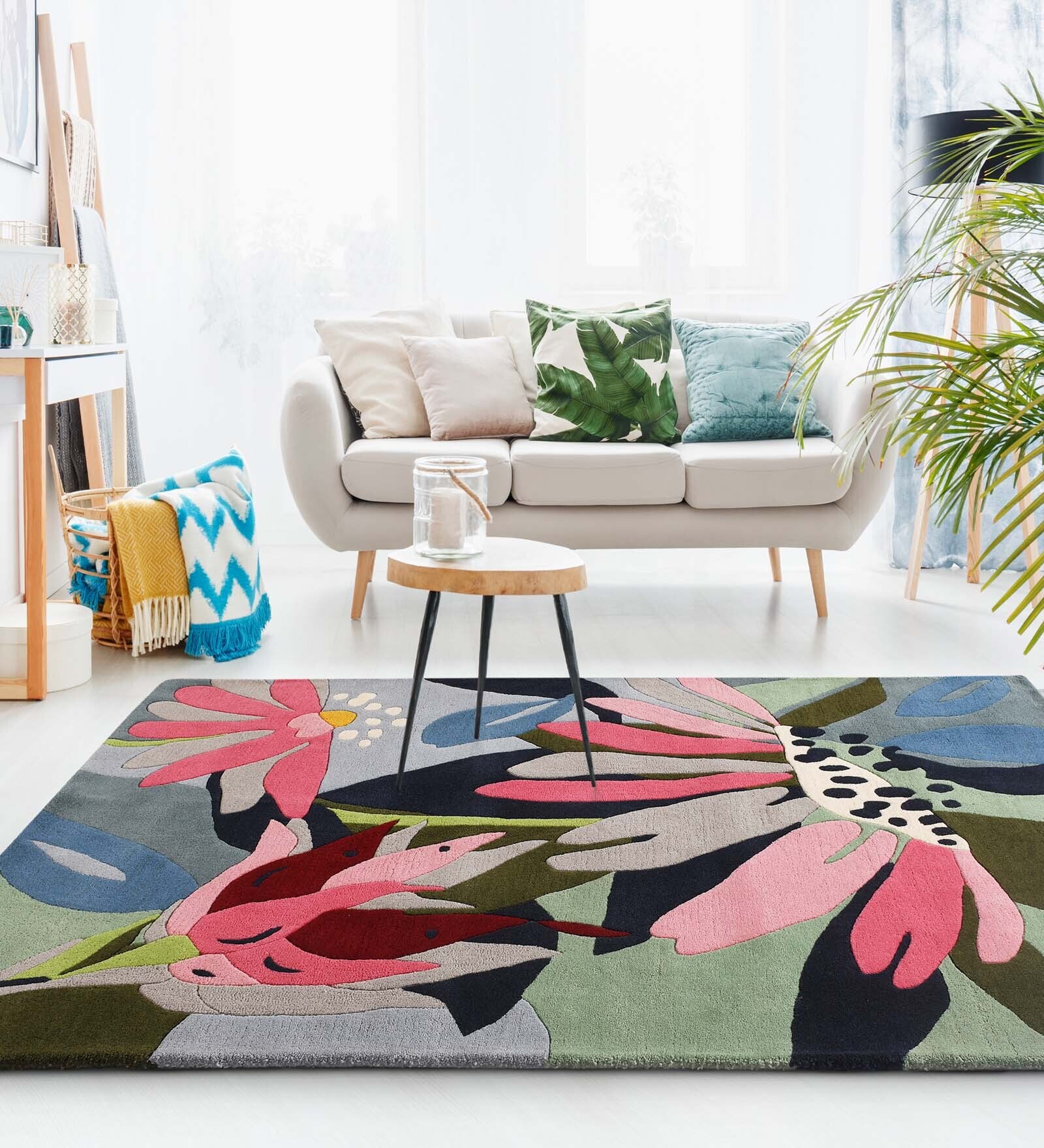 Buy Multicolor Wool Floral 4 ft x 6 ft Hand Tufted Carpet Carpet