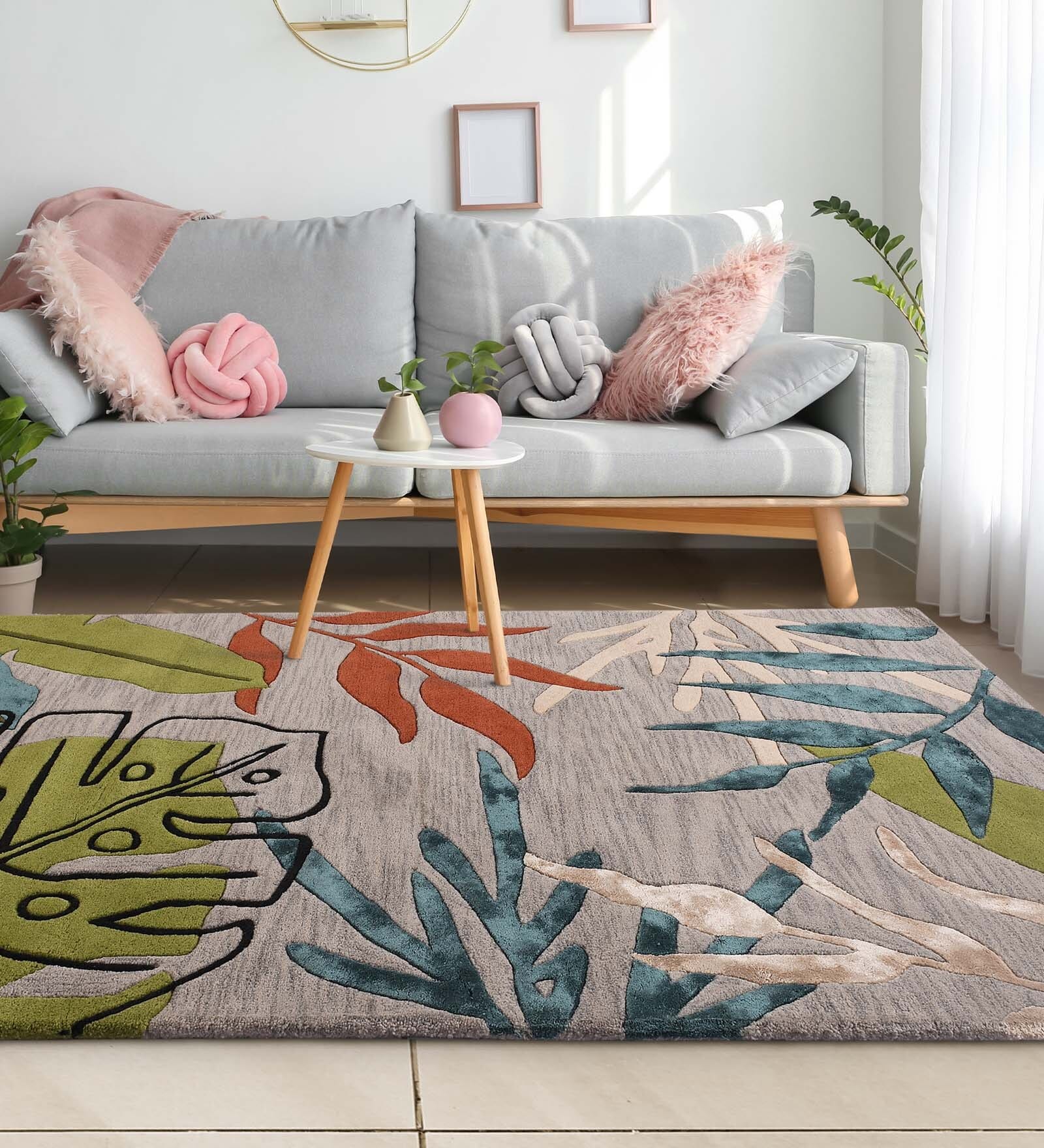 Buy Multicolor Wool Floral 5 ft x 7 ft Hand Tufted Carpet Carpet