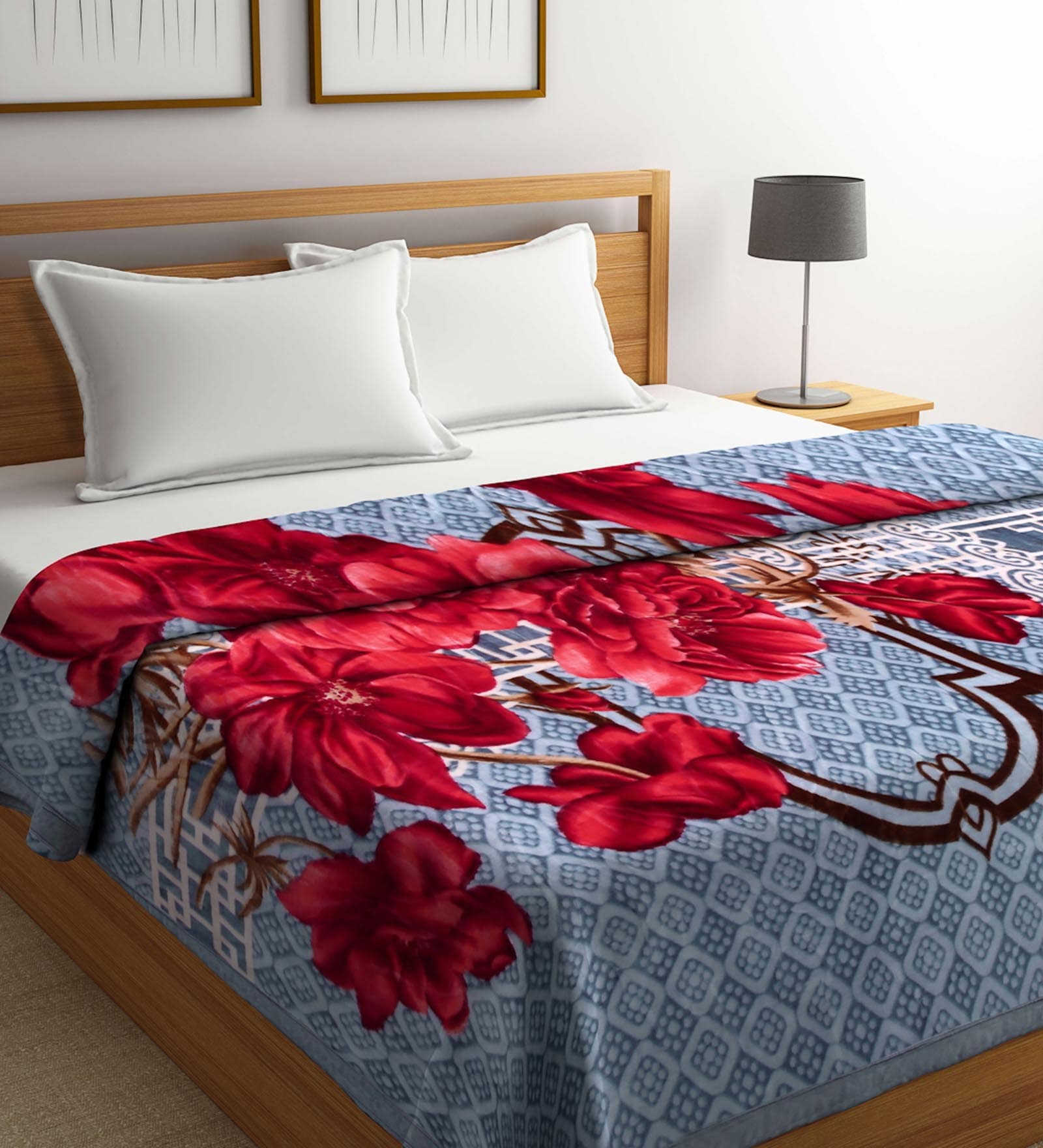 Multicolor Wool Floral 850 GSM Double Bed AC Room Blanket