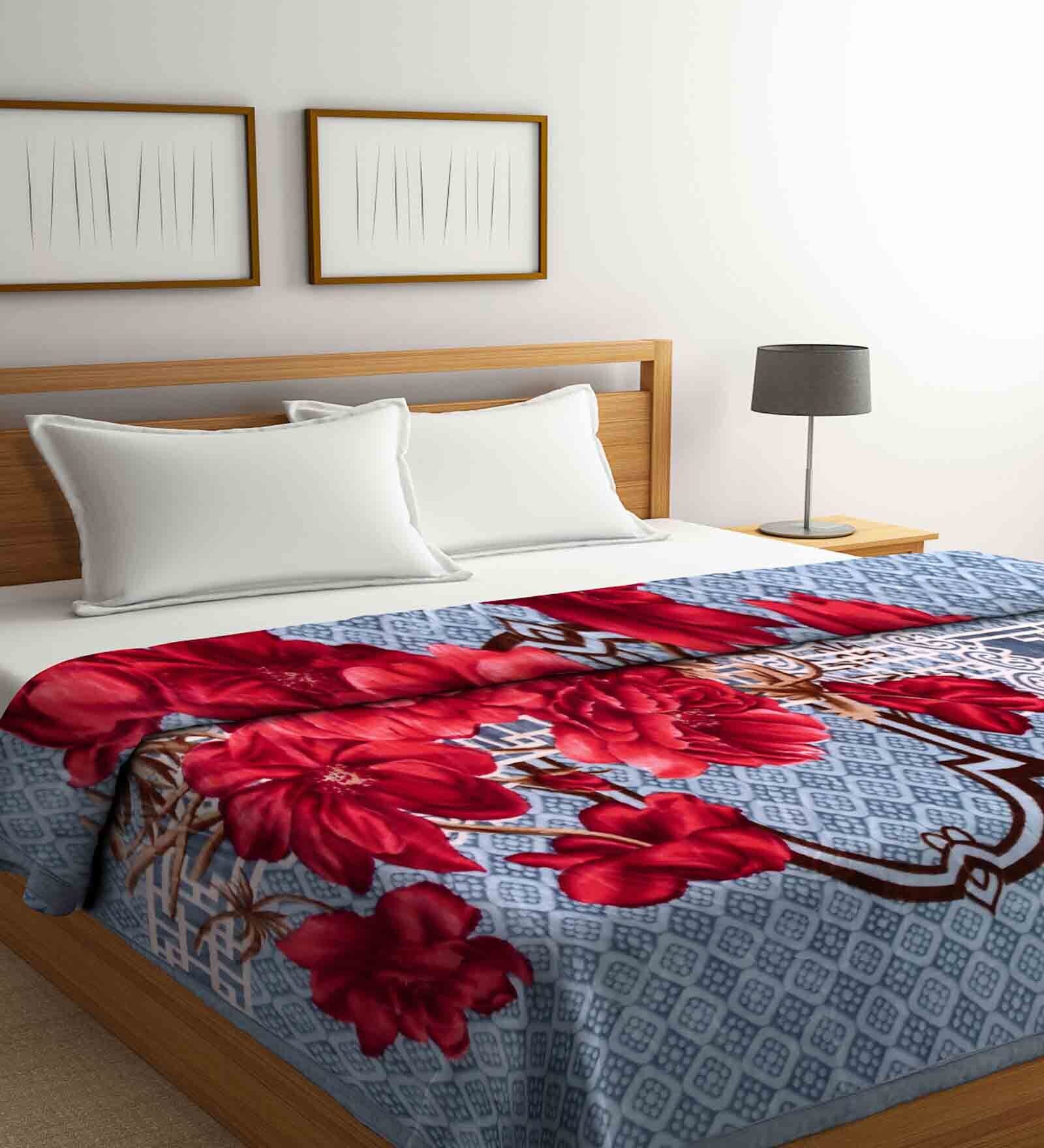 Buy Multicolor Wool Floral 850 GSM Double Bed Blanket by Klotthe Online