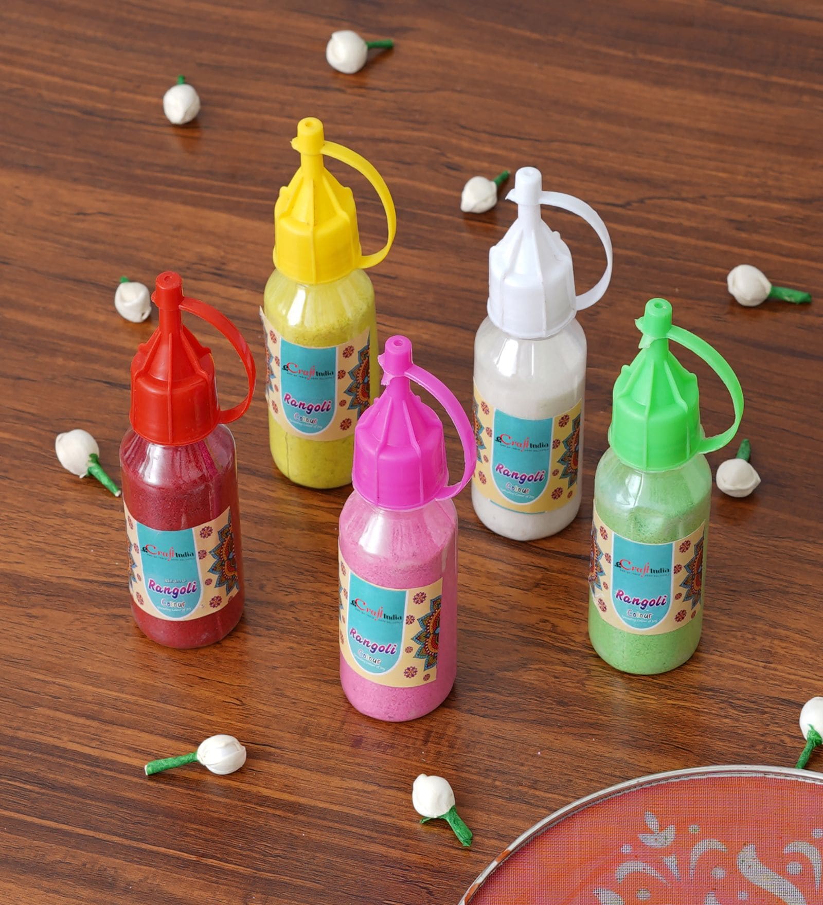 Multicolour (Set of 5) Rangoli Bottles