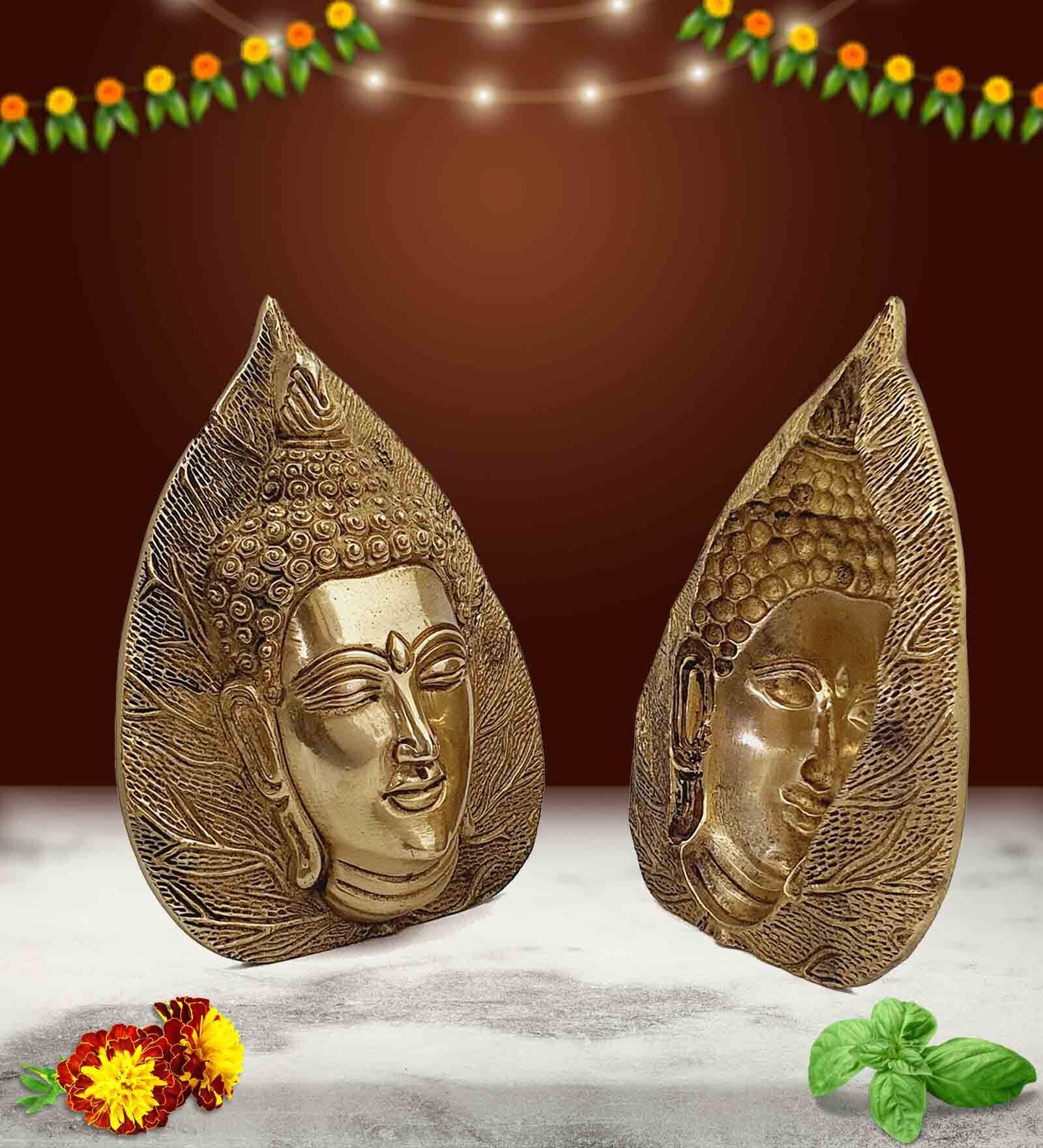 Multicolour 2 Buddha Face Brass Wall Mask