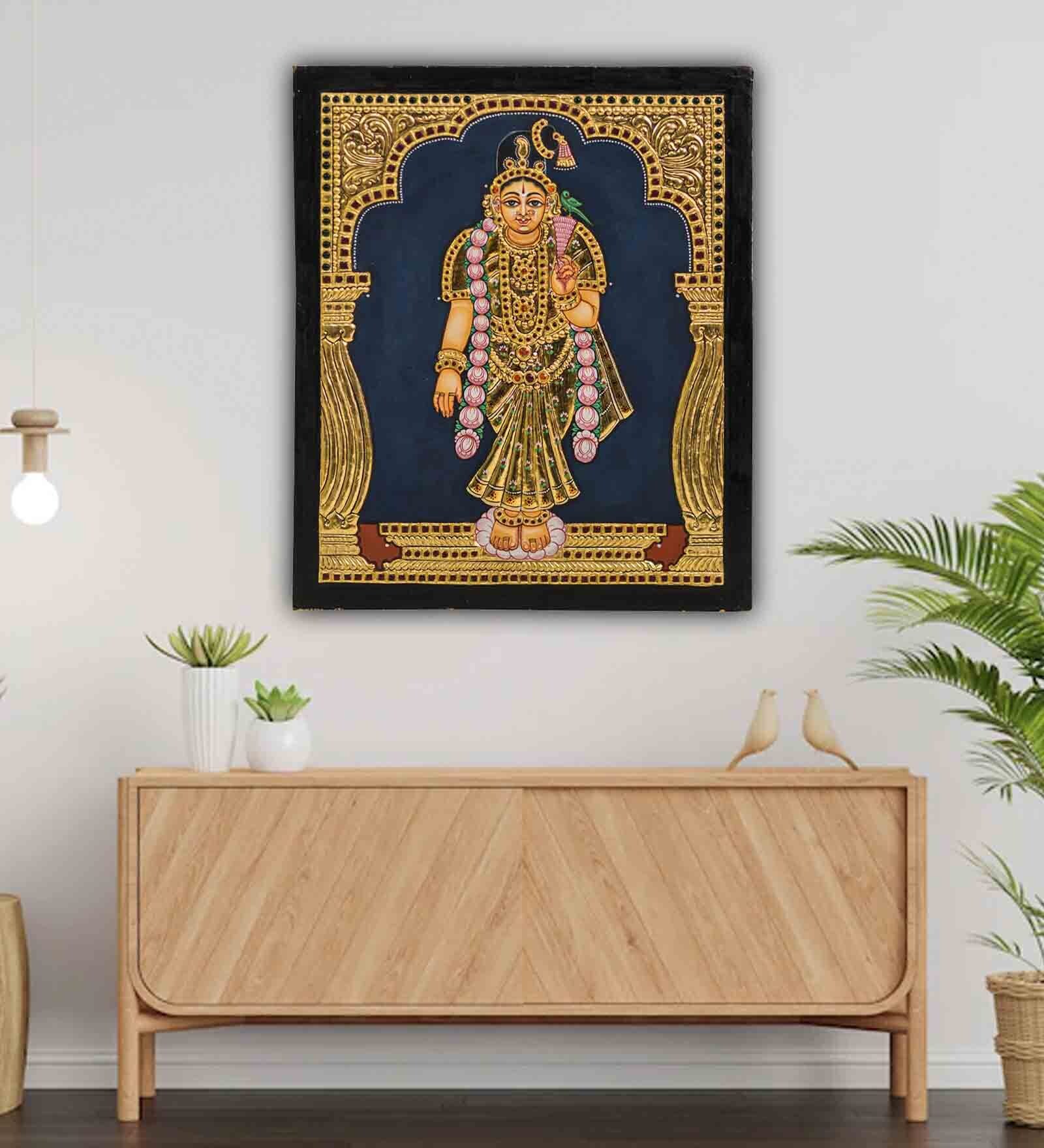 Aandal Antique Tanjore Painting, 24 Carat Gold Foil with Frame Mangala Arts