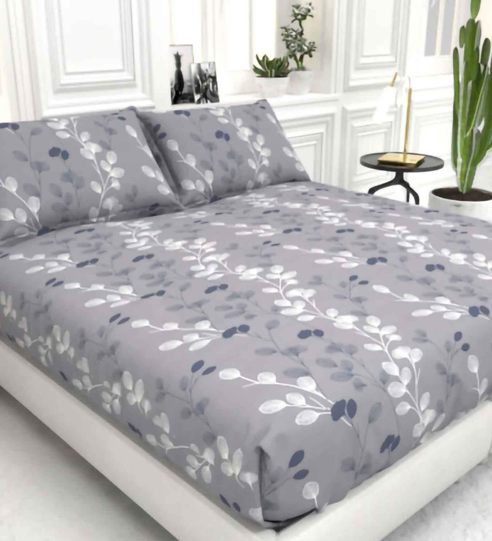 Abstract 210 TC Microfiber 1 Bedsheet,  2 Pillow Covers Cider King Collection
