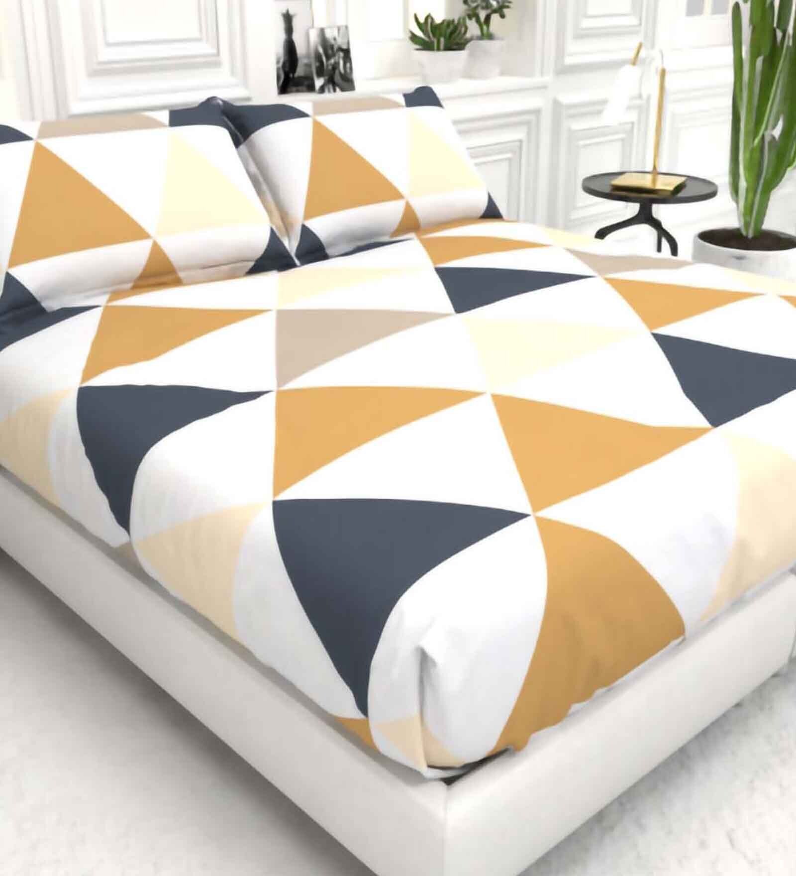 Abstract 210 TC Microfiber 1 Bedsheet,  2 Pillow Covers Cider King Collection
