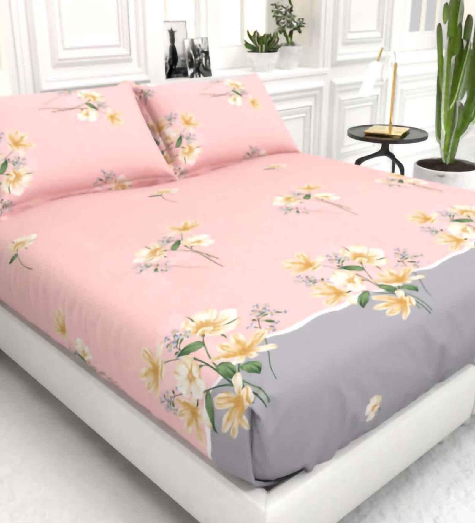 Abstract 210 TC Microfiber 1 Bedsheet,  2 Pillow Covers Cider King Collection