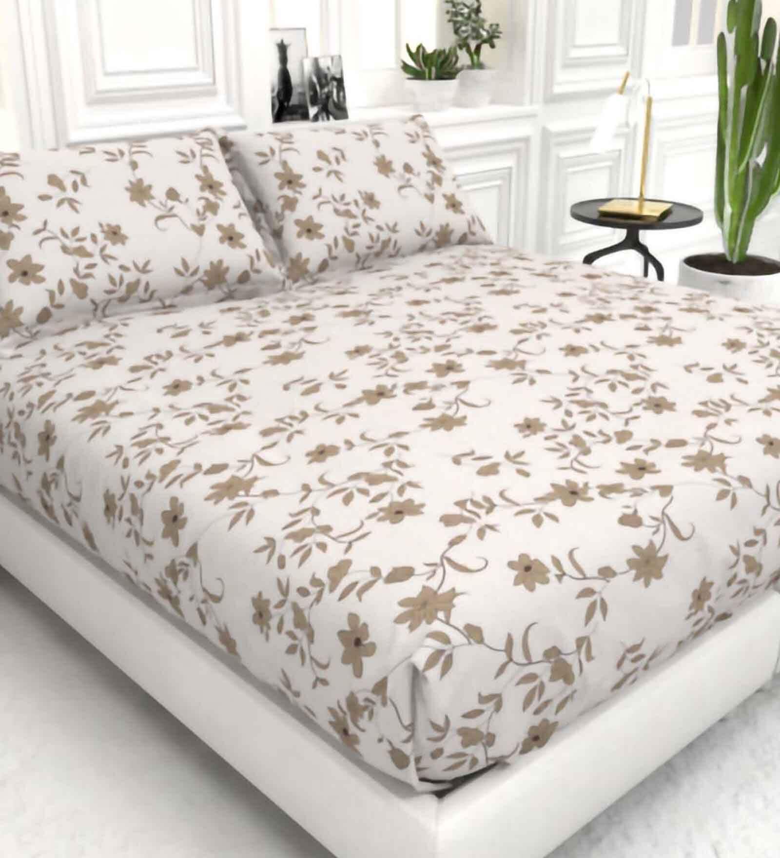 Abstract 210 TC Microfiber 1 Bedsheet,  2 Pillow Covers Cider King Collection