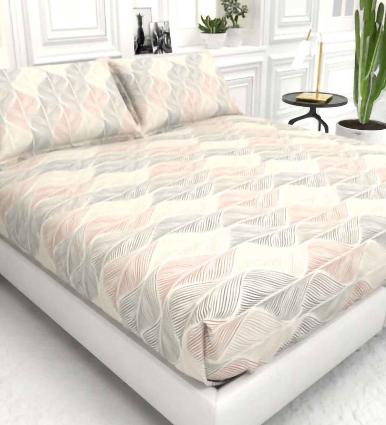 Abstract 210 TC Microfiber 1 Bedsheet,  2 Pillow Covers Cider Queen Collection