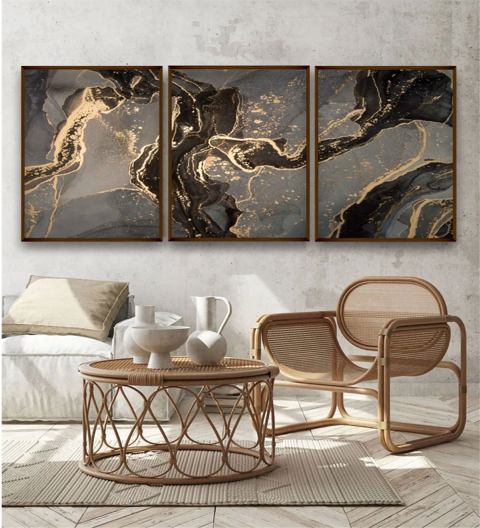 Ancient Techniques Multicolor Canvas Framed Art Panels Set of 3