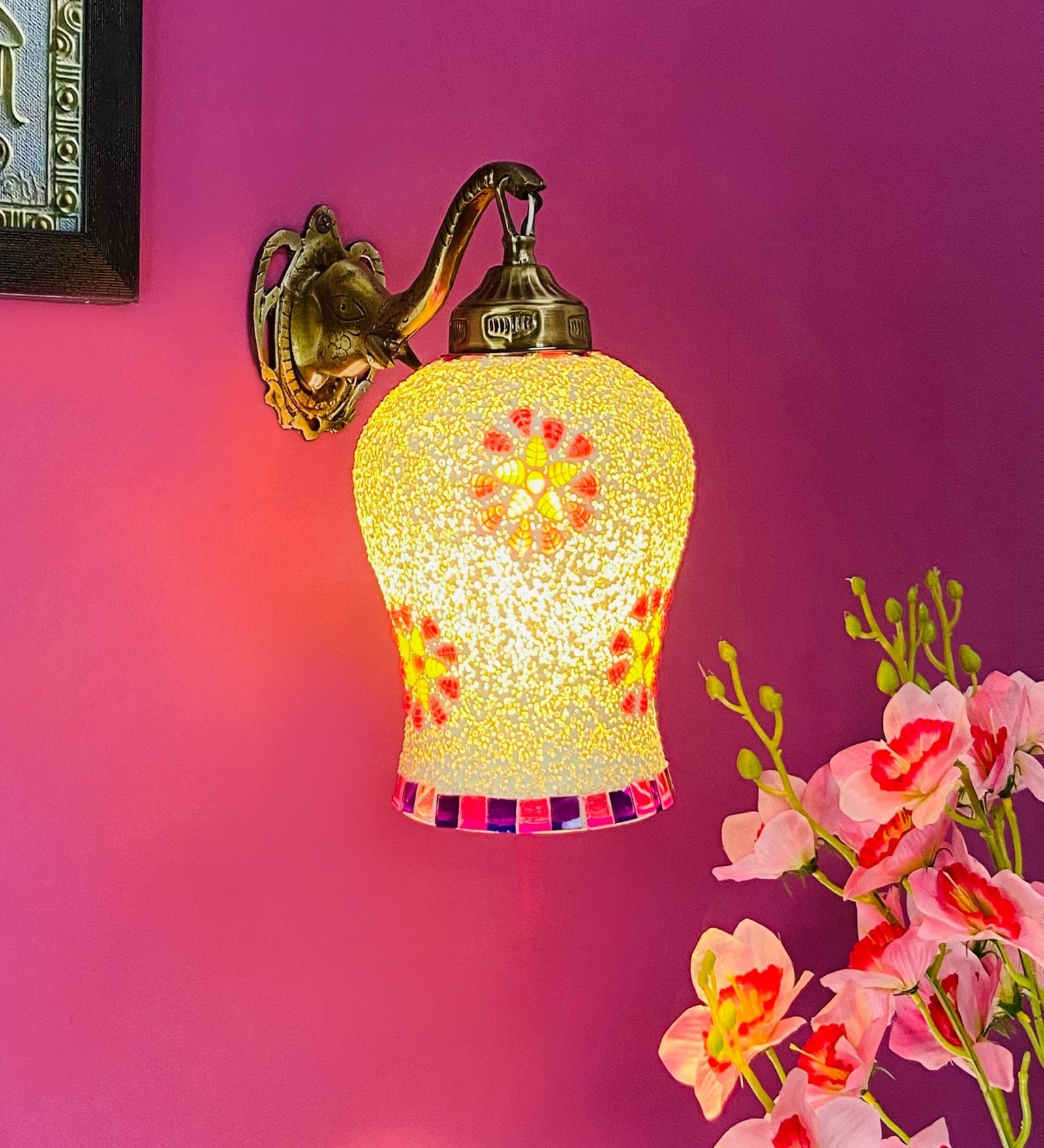 Multicolour B22 holder Metal & Glass Uplight Wall Scone