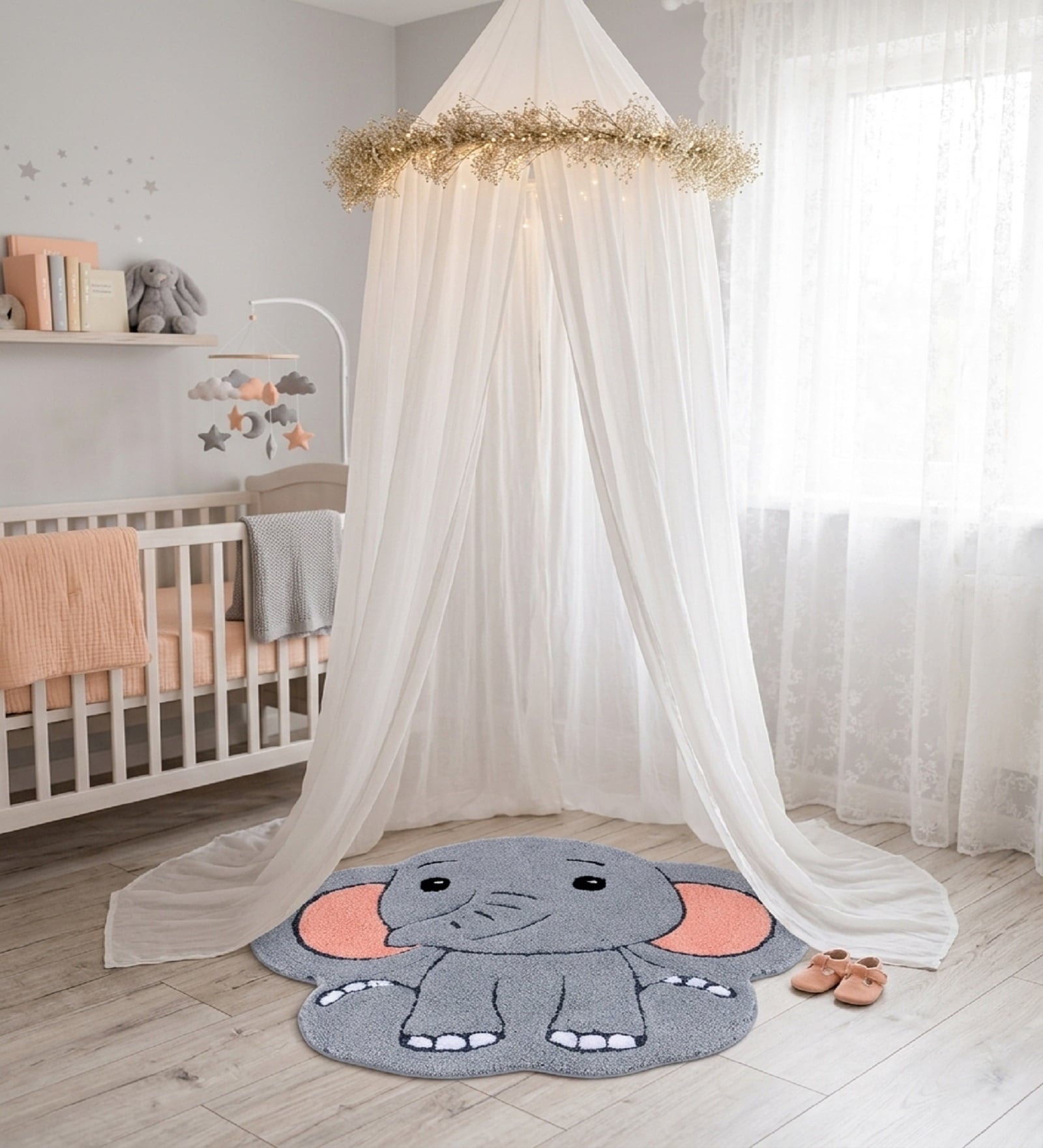 Multicolour Baby Elephant 31x26 Inches Anti Skid Shape Rug