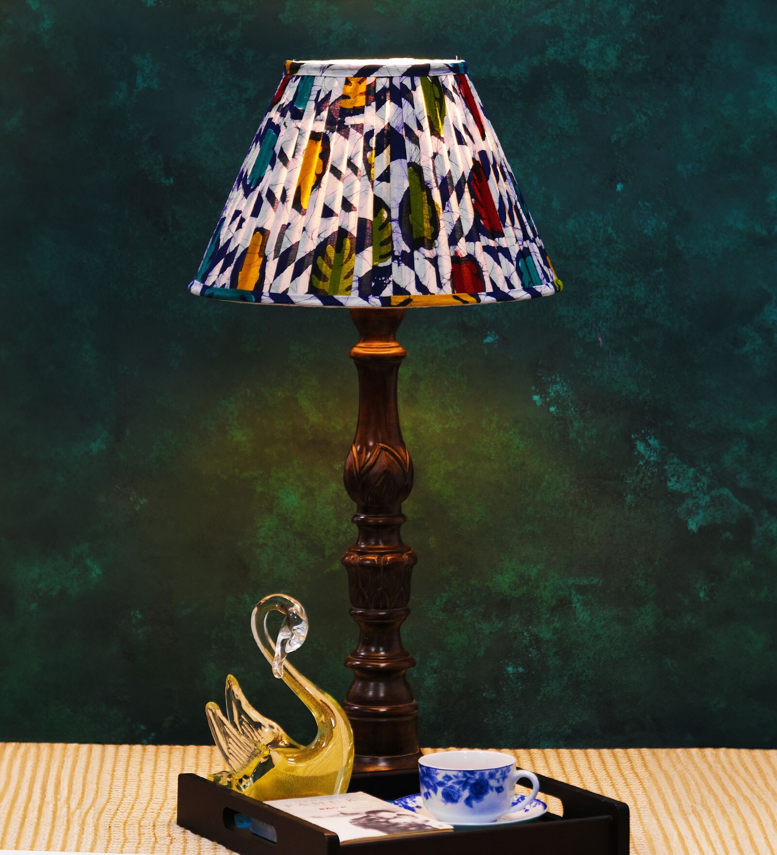 Batik Print Pleated Empire Lampshade
