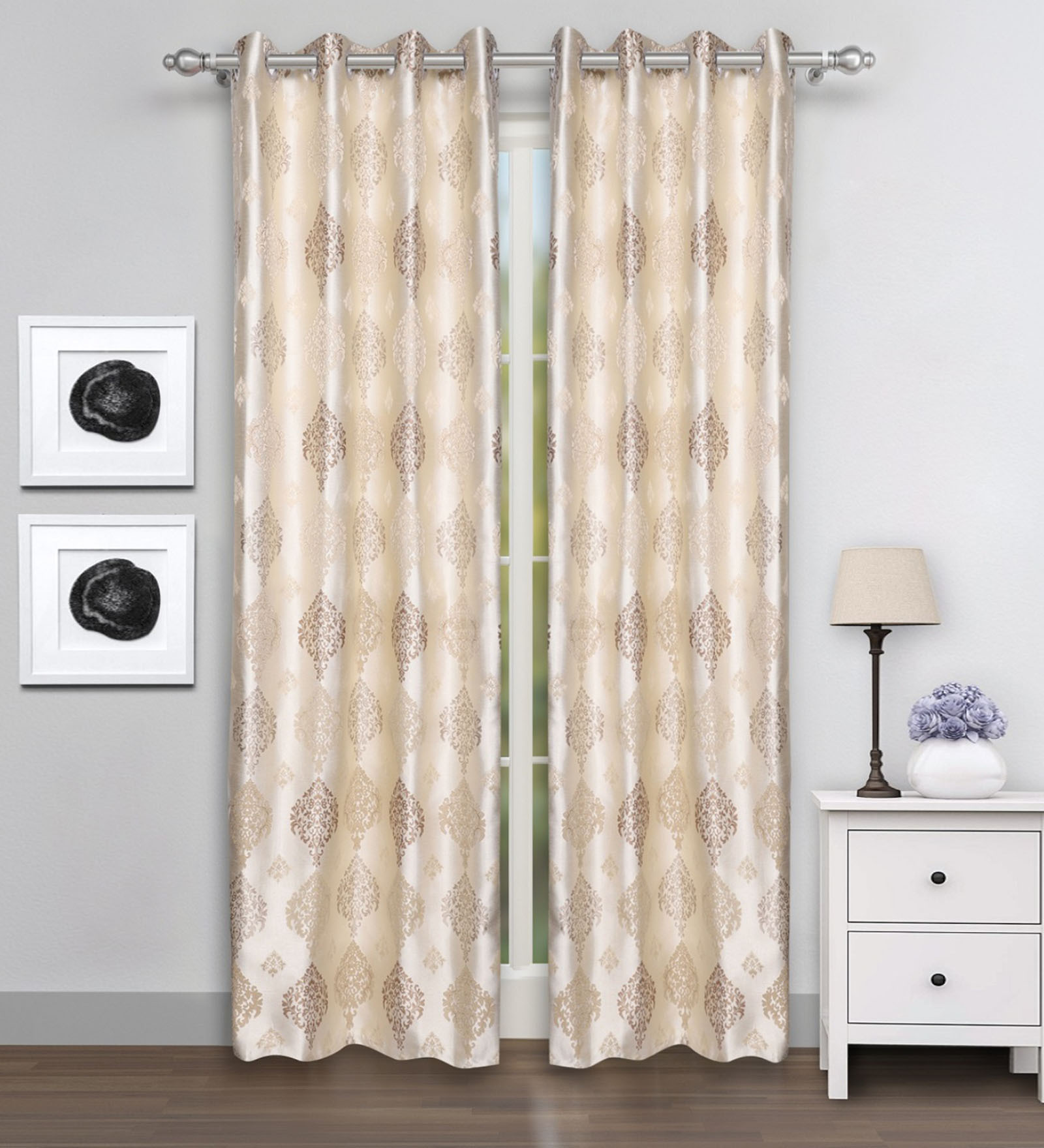 Cream Polyester Traditional 7FT Light Filtering Eyelet Door Curtains (Pack of 2)